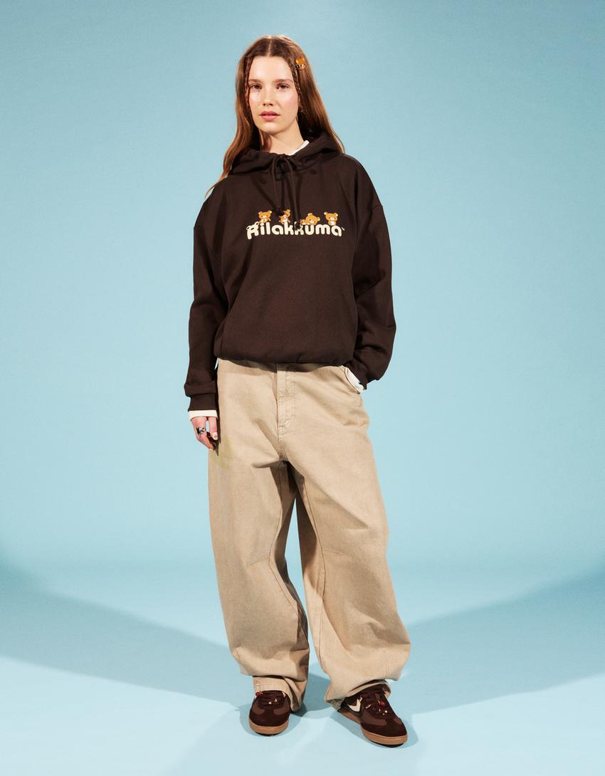 Rilakkuma-Hoodie mit Print-Braun