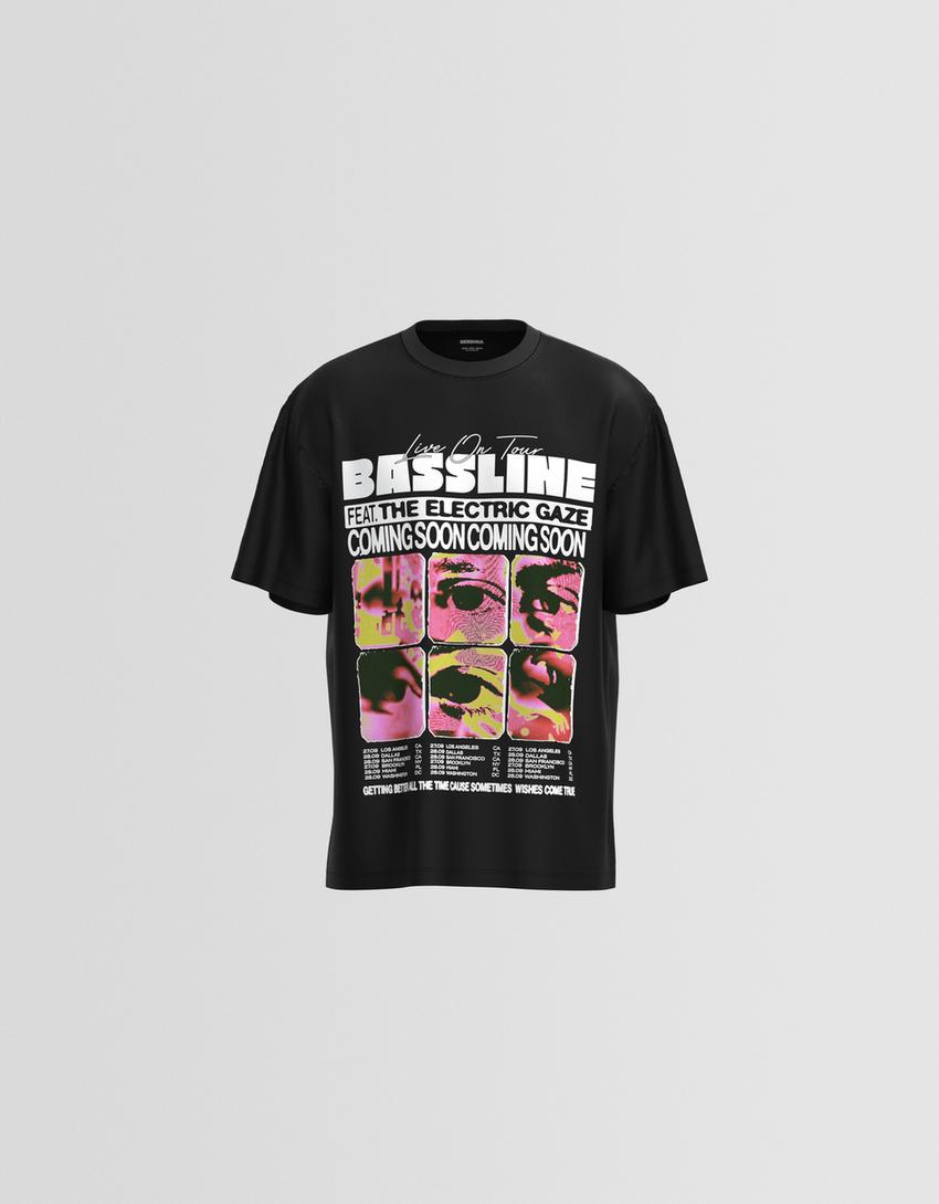 T-shirt manches courtes imprimé-Noir-5