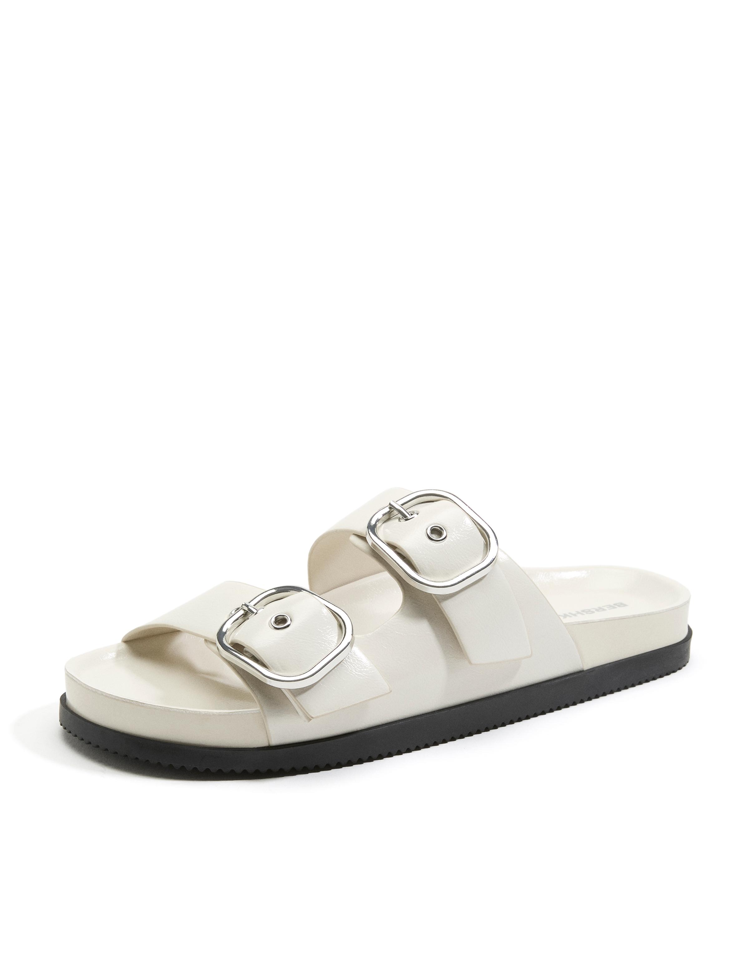 Buckled flat sandals — ECRU