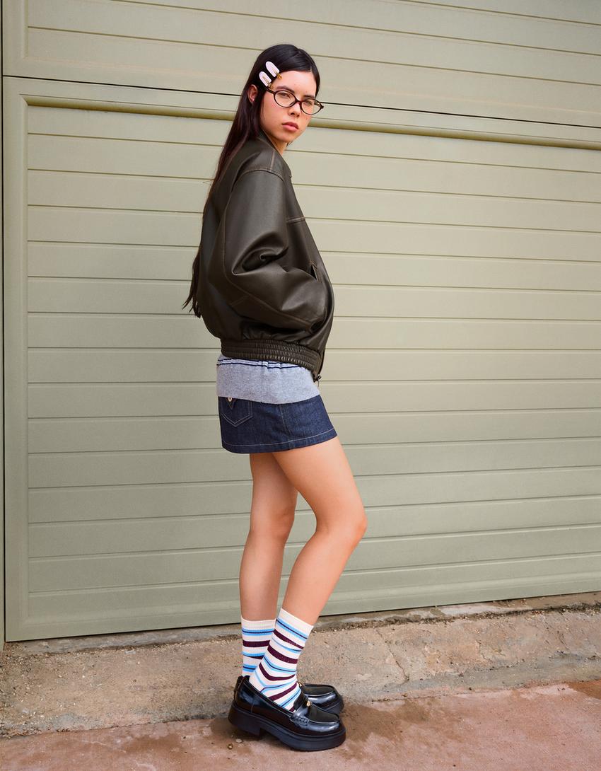 Veste en similicuir Femme Bershka - Main Image