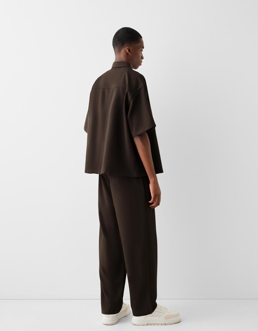 Pantalon carotte tailleur-Marron-2