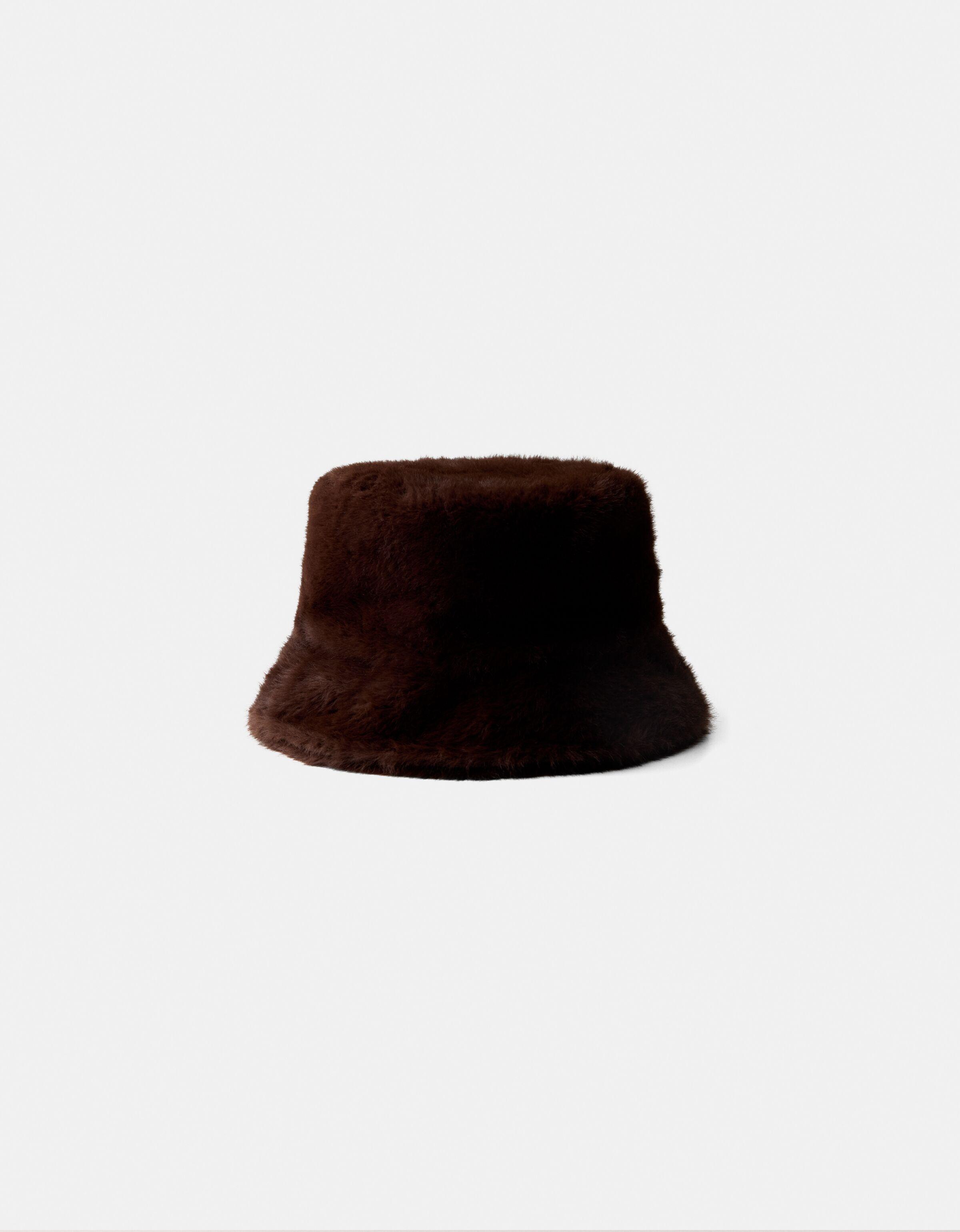 Bershka Bucket-Hat Aus Kunstfell Damen Braun