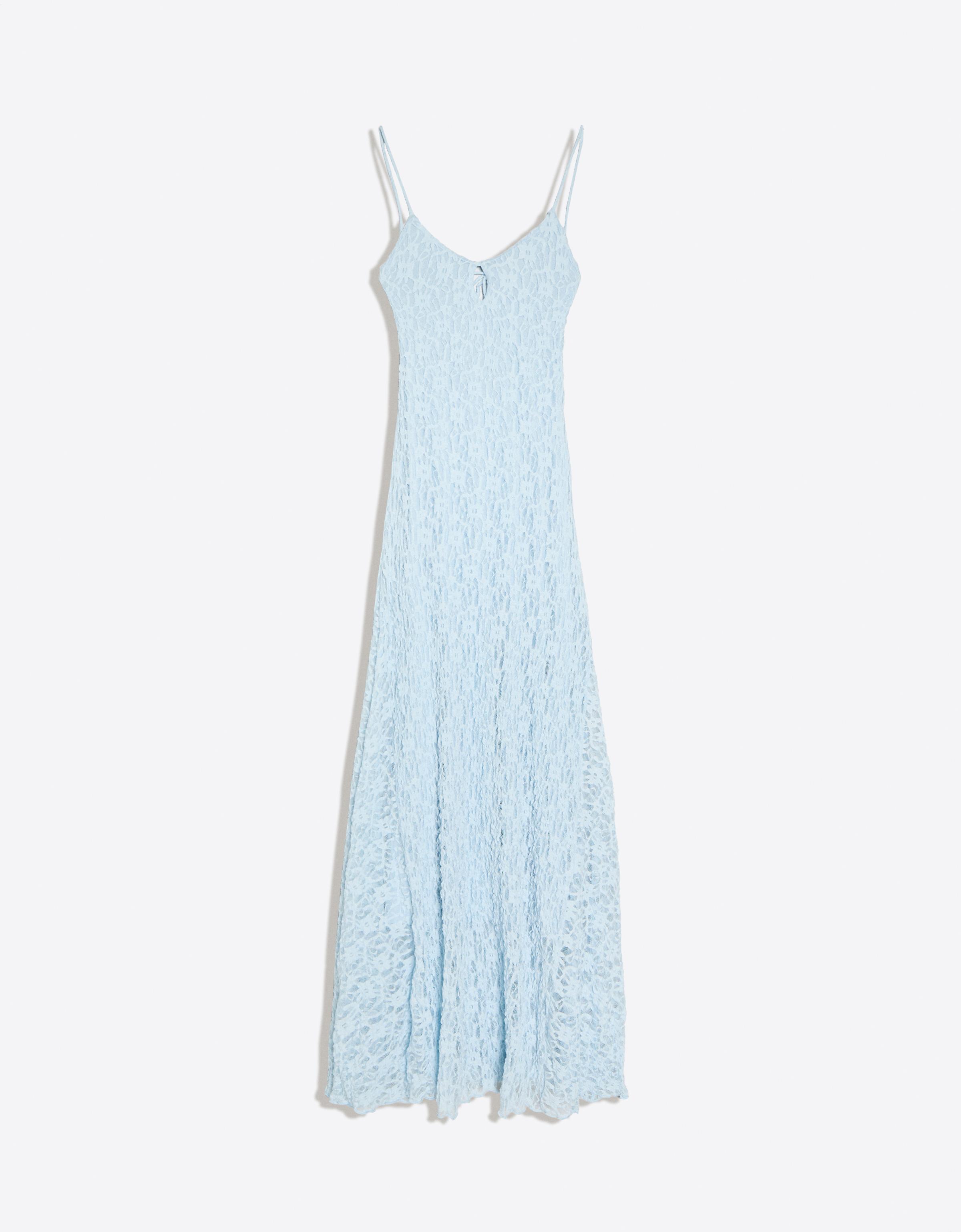 Bershka Vestido Midi Tirantes Mujer Azul Claro