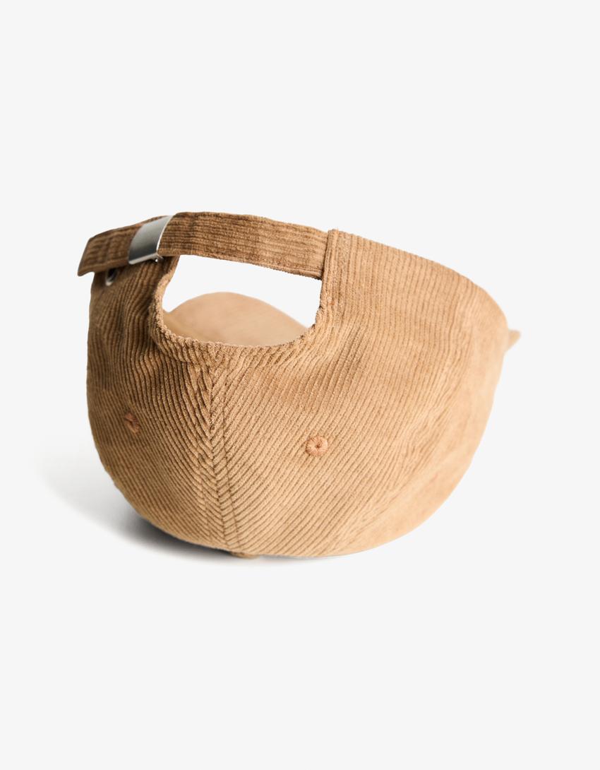 Casquette en velours côtelé brodé-Camel