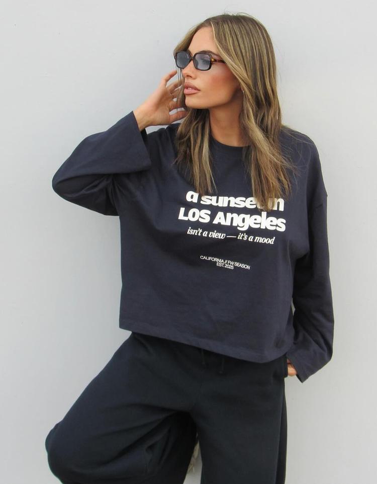 T-shirt à manches longues boxy fit imprimé