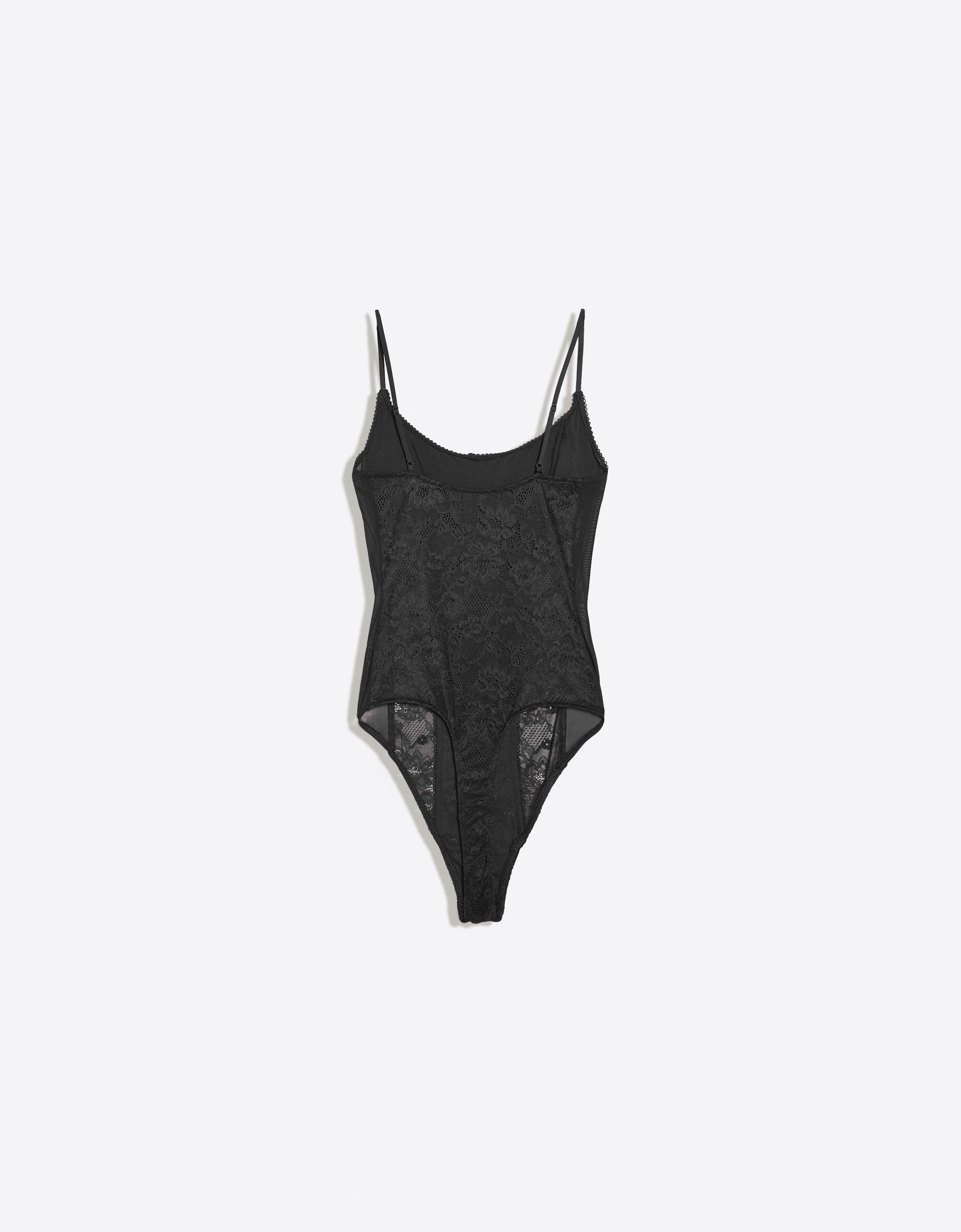 Strappy lace bodysuit — Black