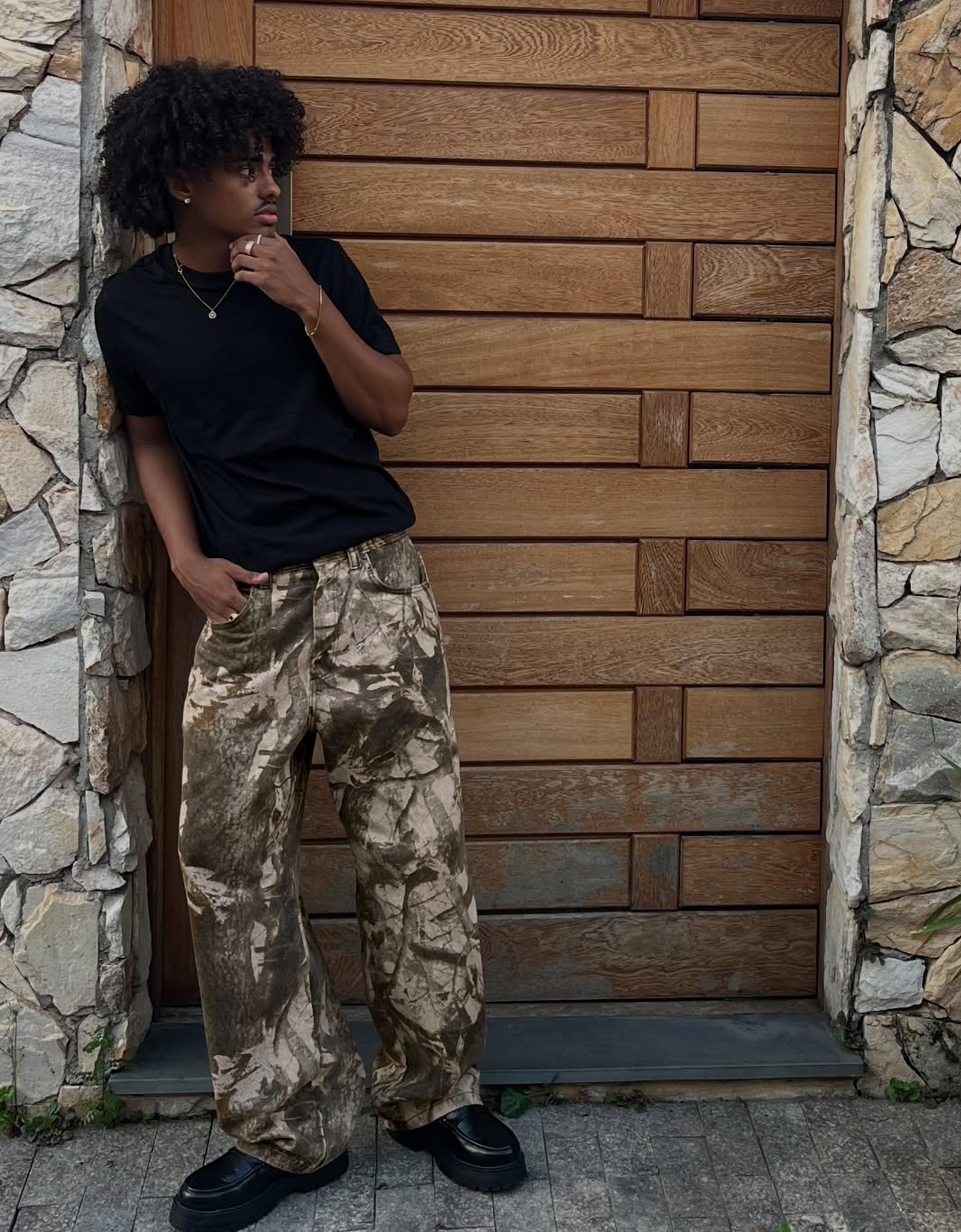 Baskılı super baggy fit pantolon - Görsel 61