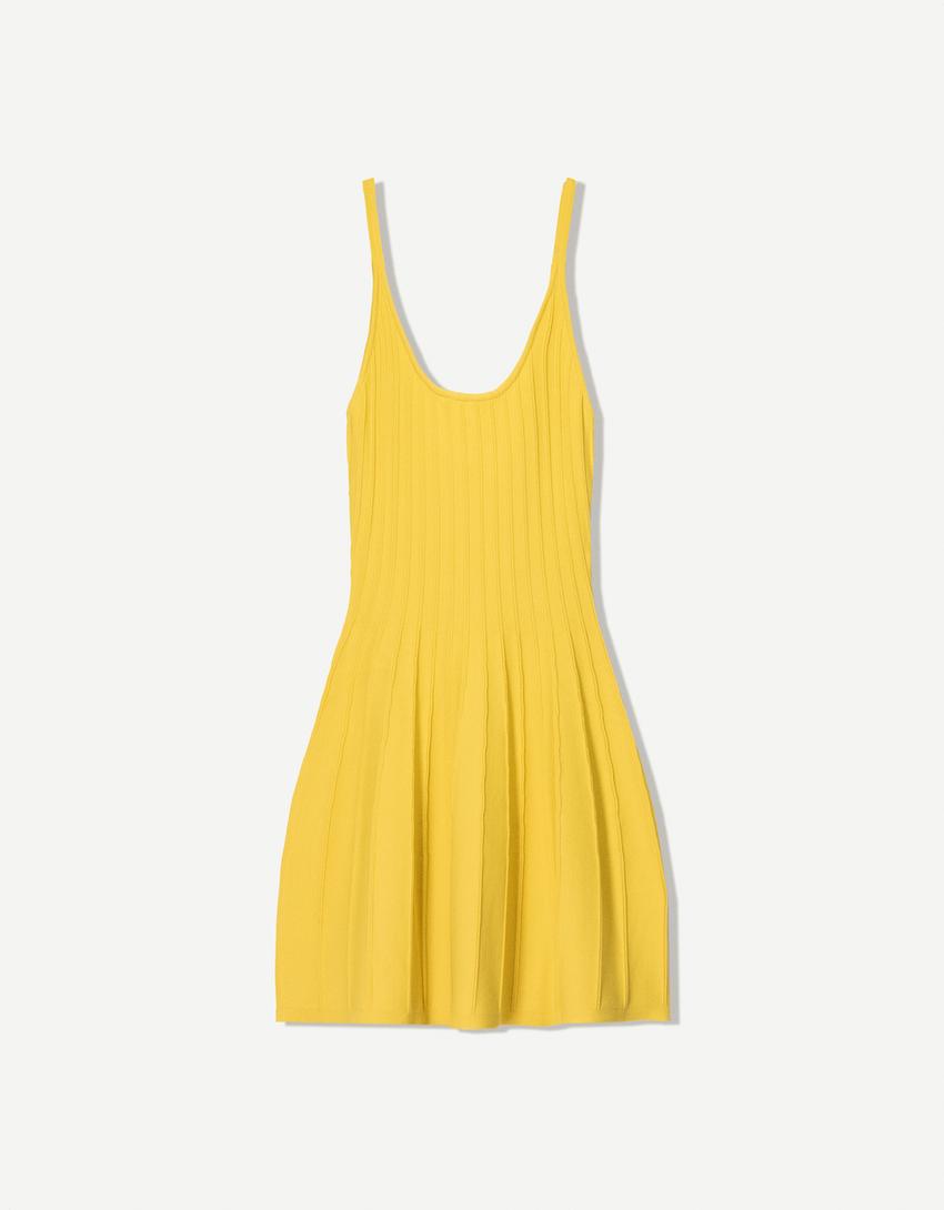 Vestido mini tirantes-Mostaza