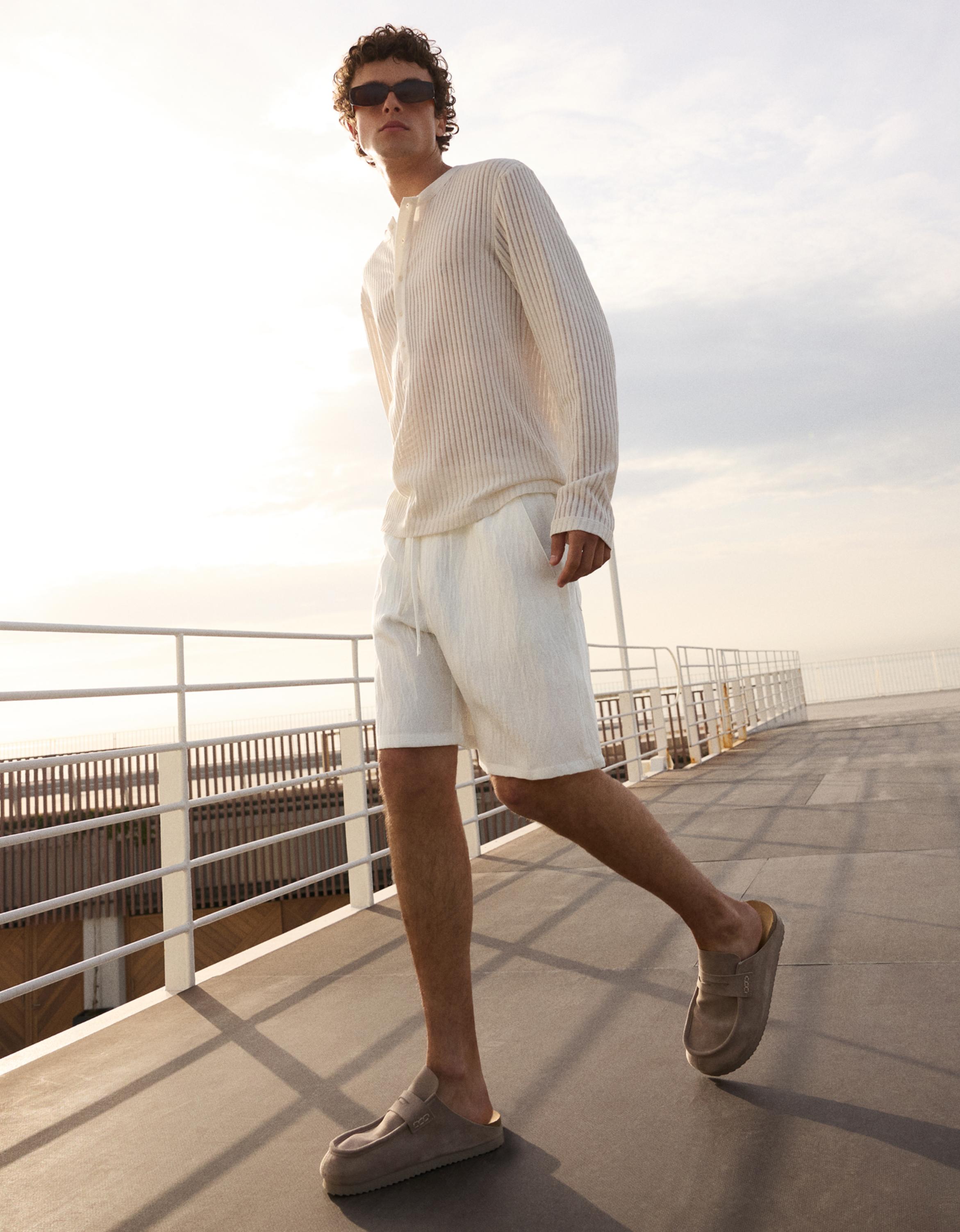 Rustic jogger Bermuda shorts — White