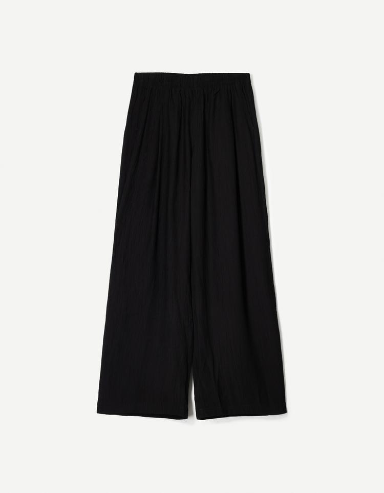 Wide leg drawstring trousers