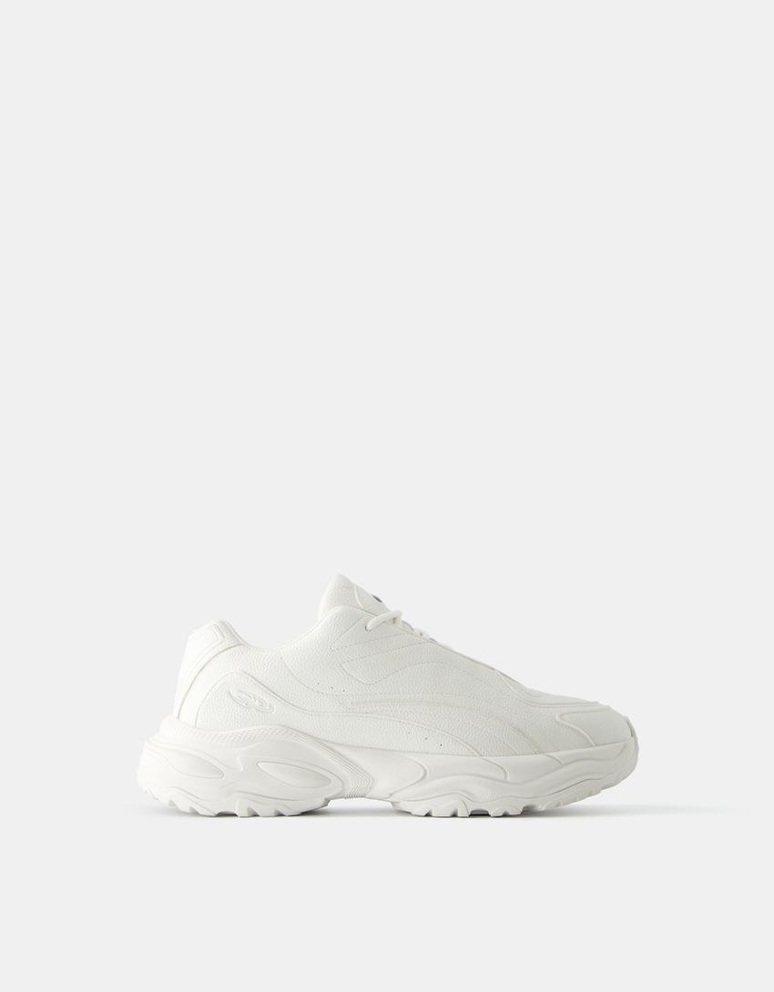 حذاء رياضي رجالي بدون أربطة بقطع تقنية-أبيض-5
