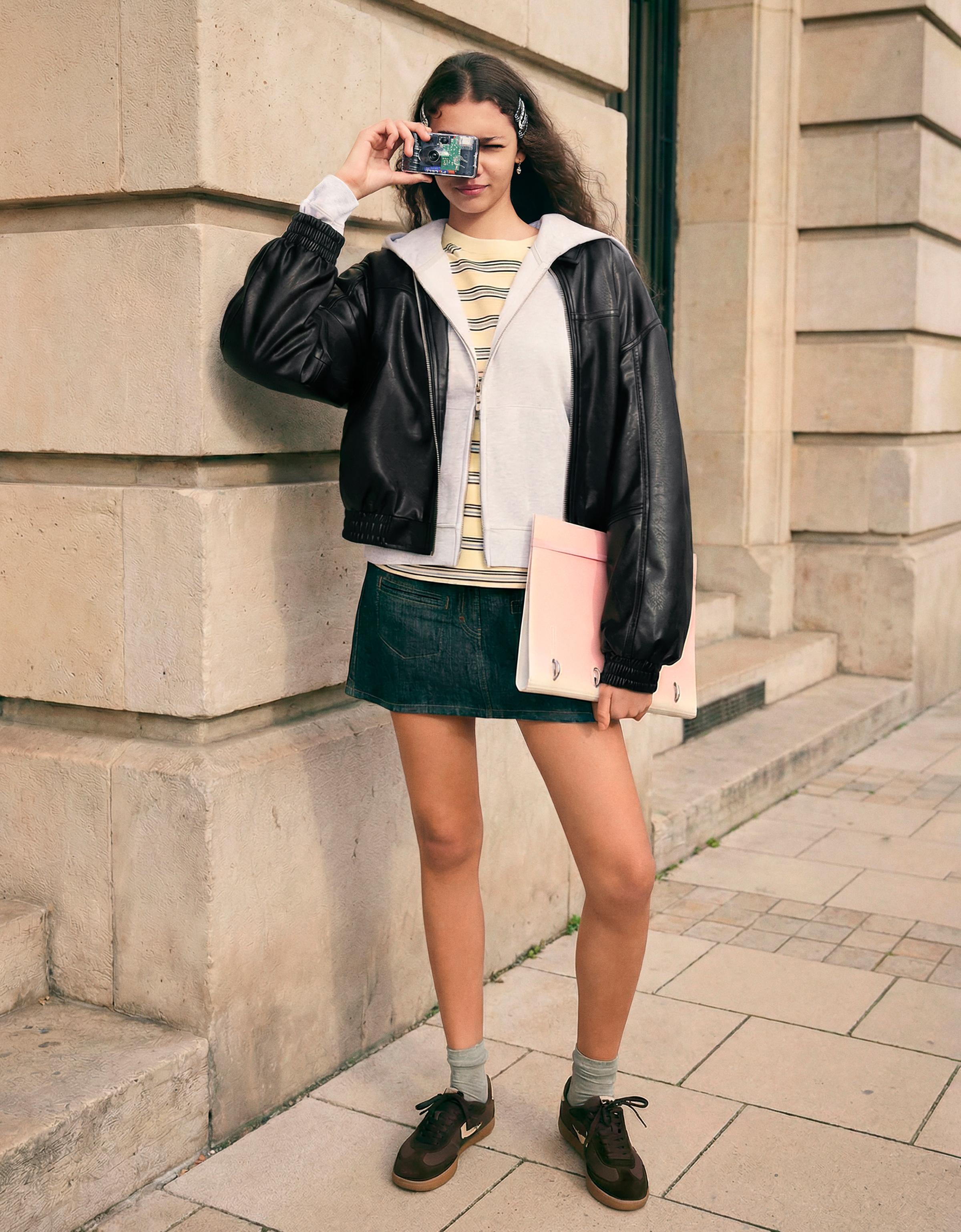 Leather effect jacket — Black