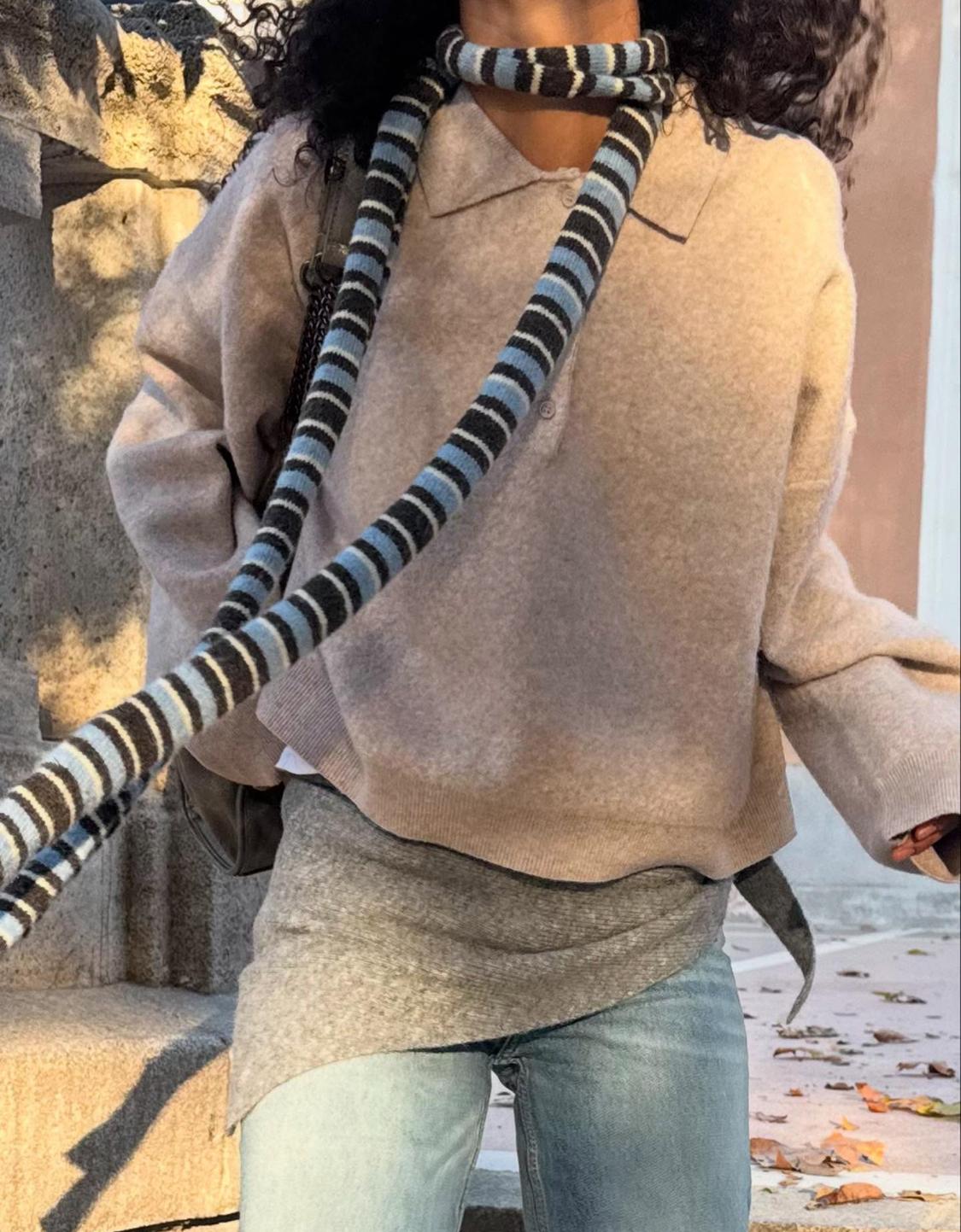 Extra-long striped scarf