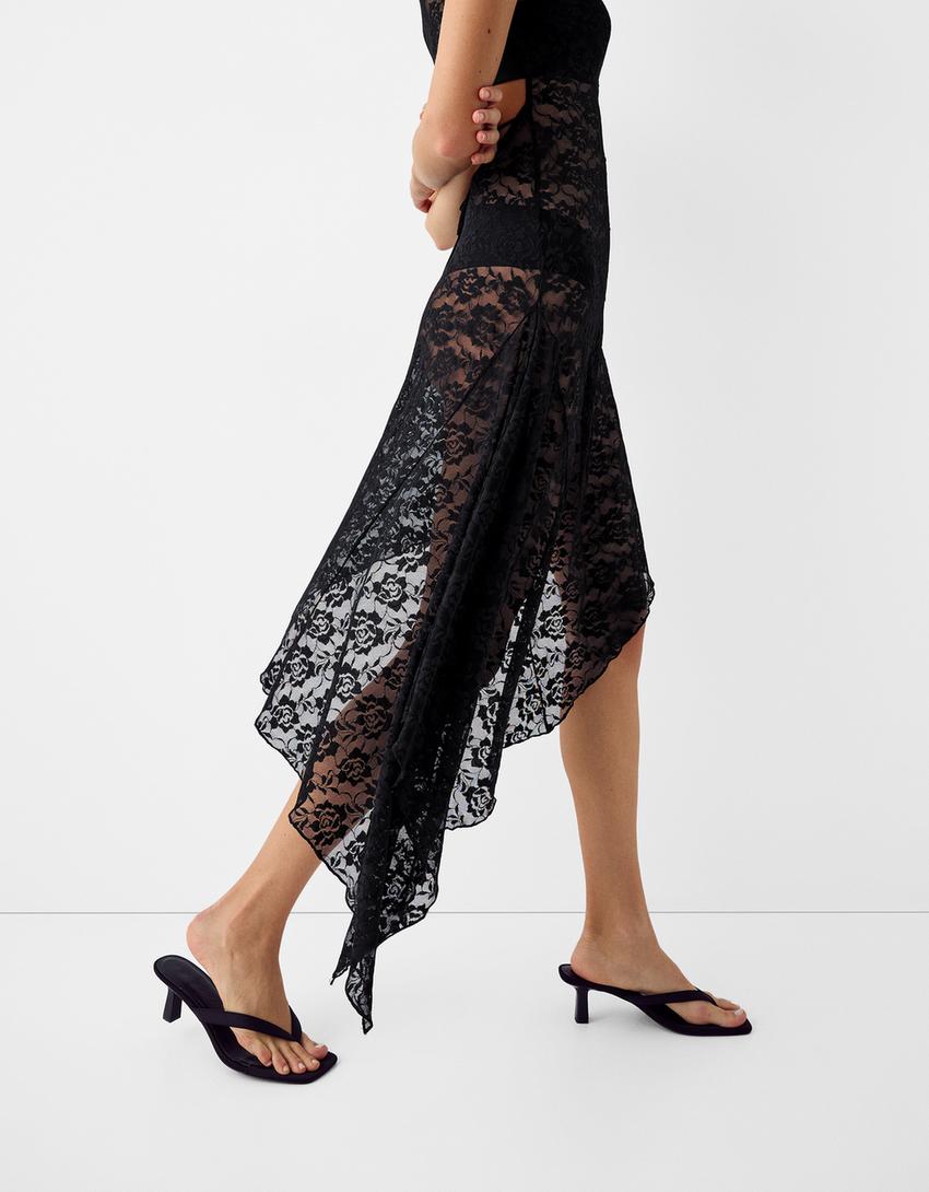 فستان دانتيل متوسط الطول-أسود-6