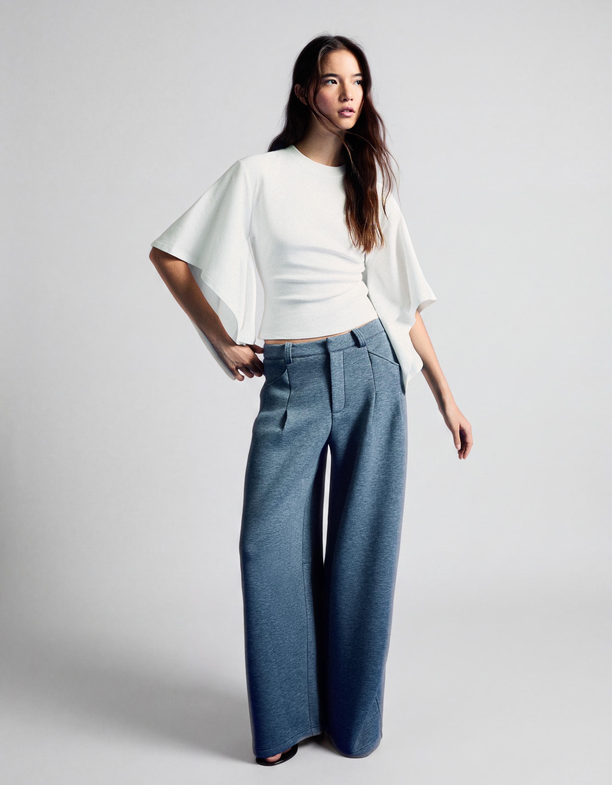 Short sleeve cape T-shirt — Off white