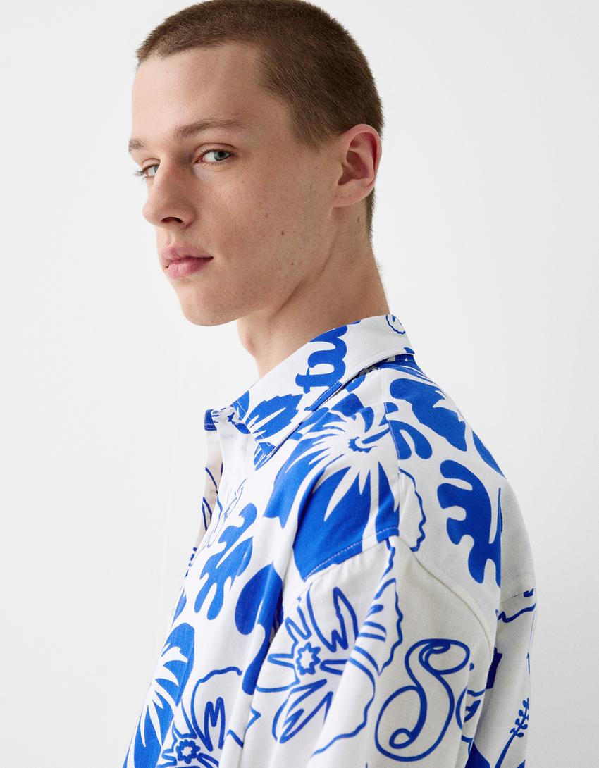 Chemise BERSSSHKA X SSSTUFFF imprimé floral-Bleu-1