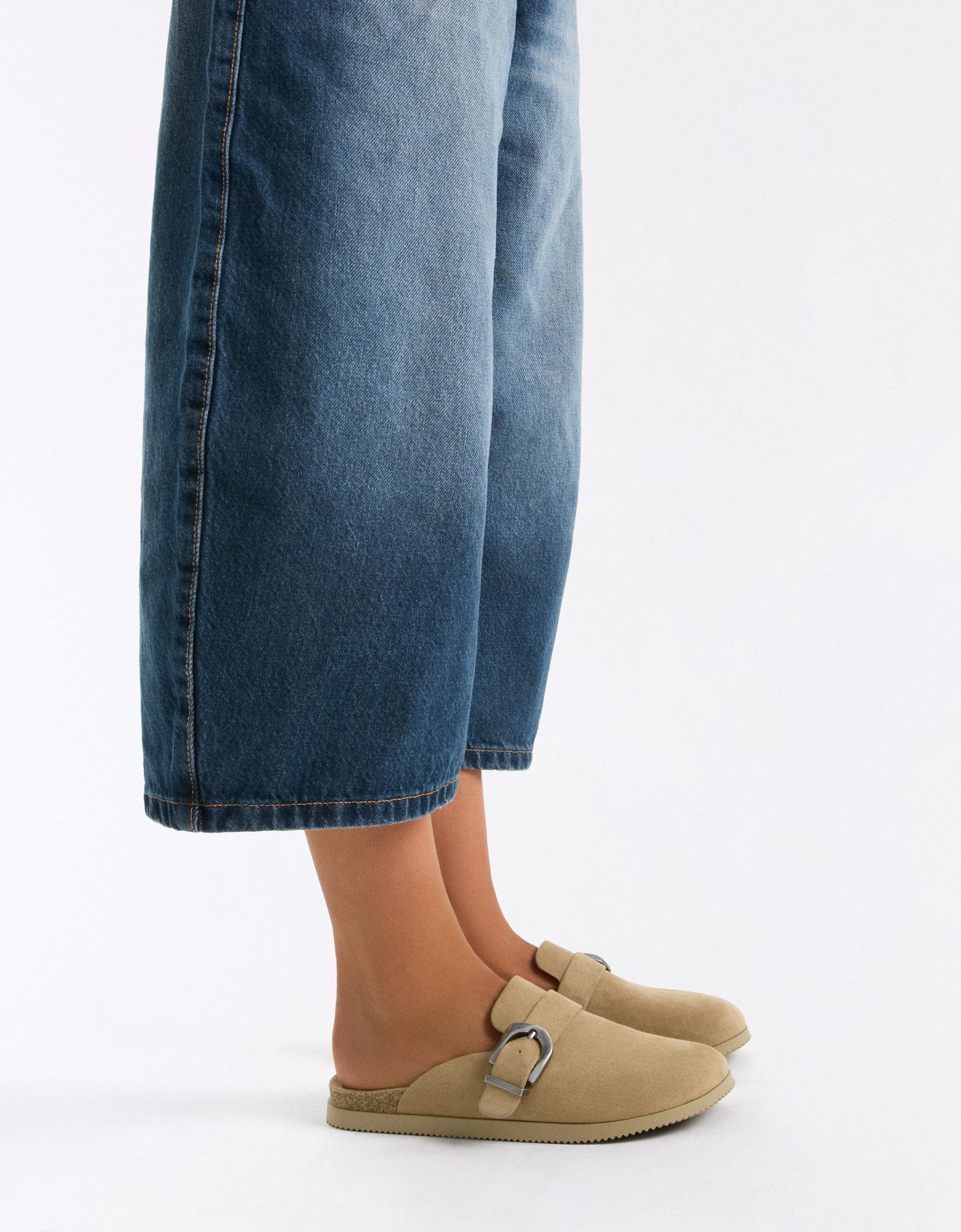 Clogs with buckle detail — TAUPE