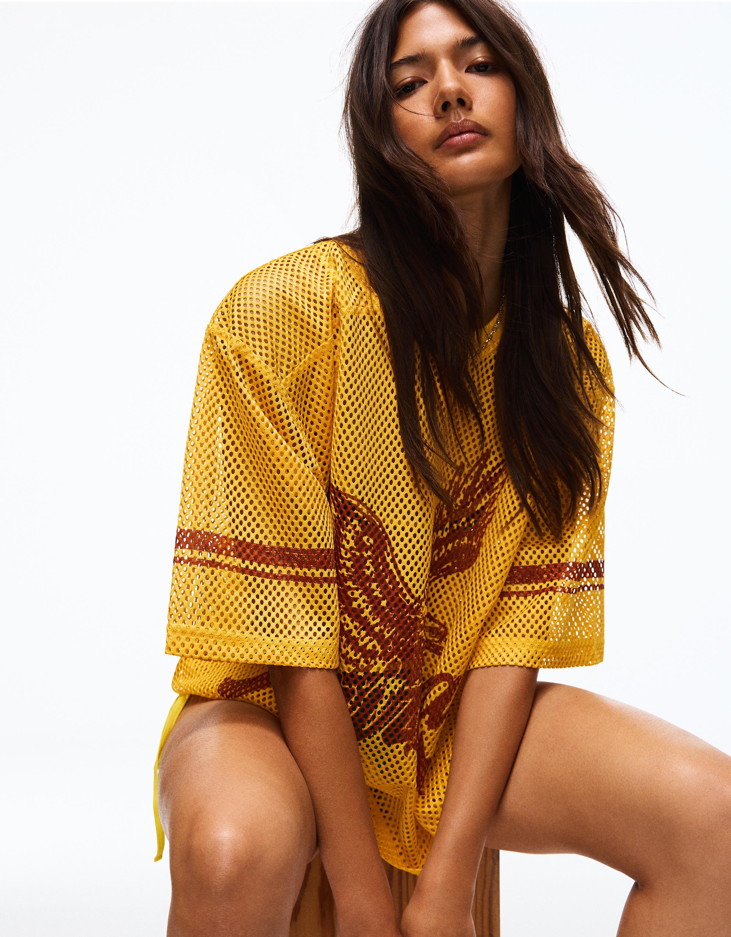 Bershka Boxy fit file baskılı tişört görsel 8