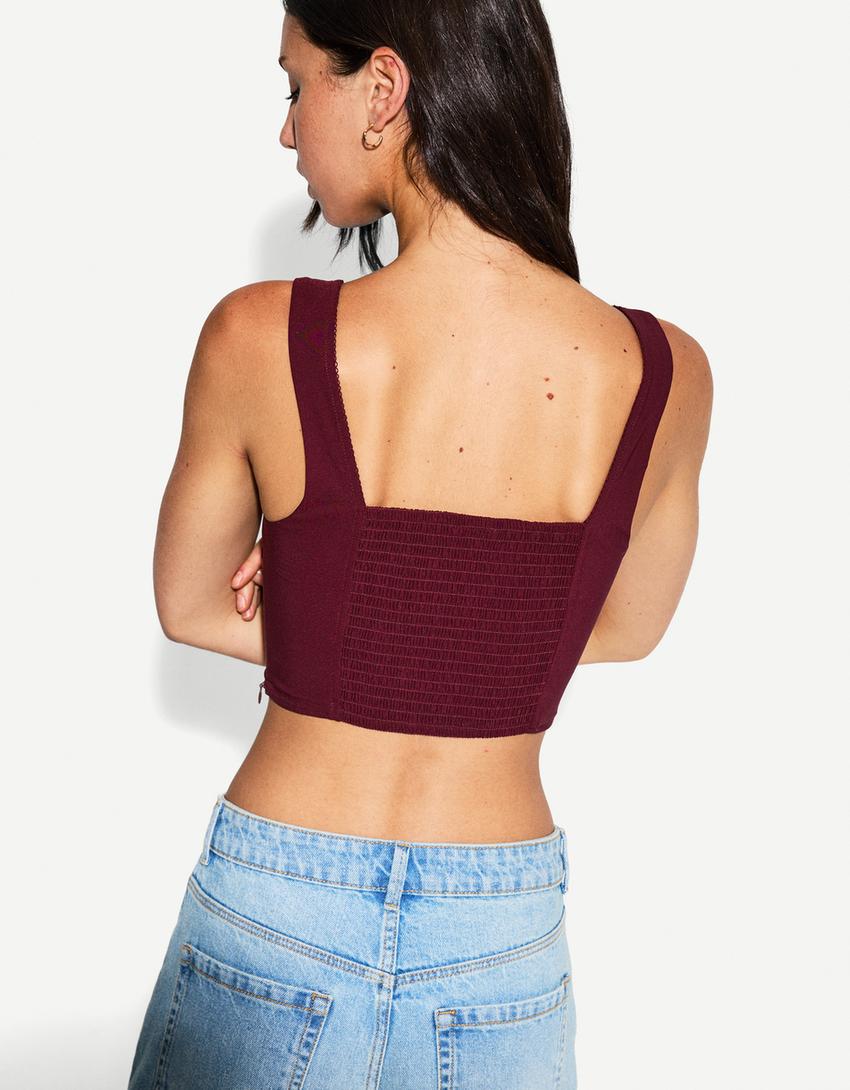 Corset top with bows-Maroon