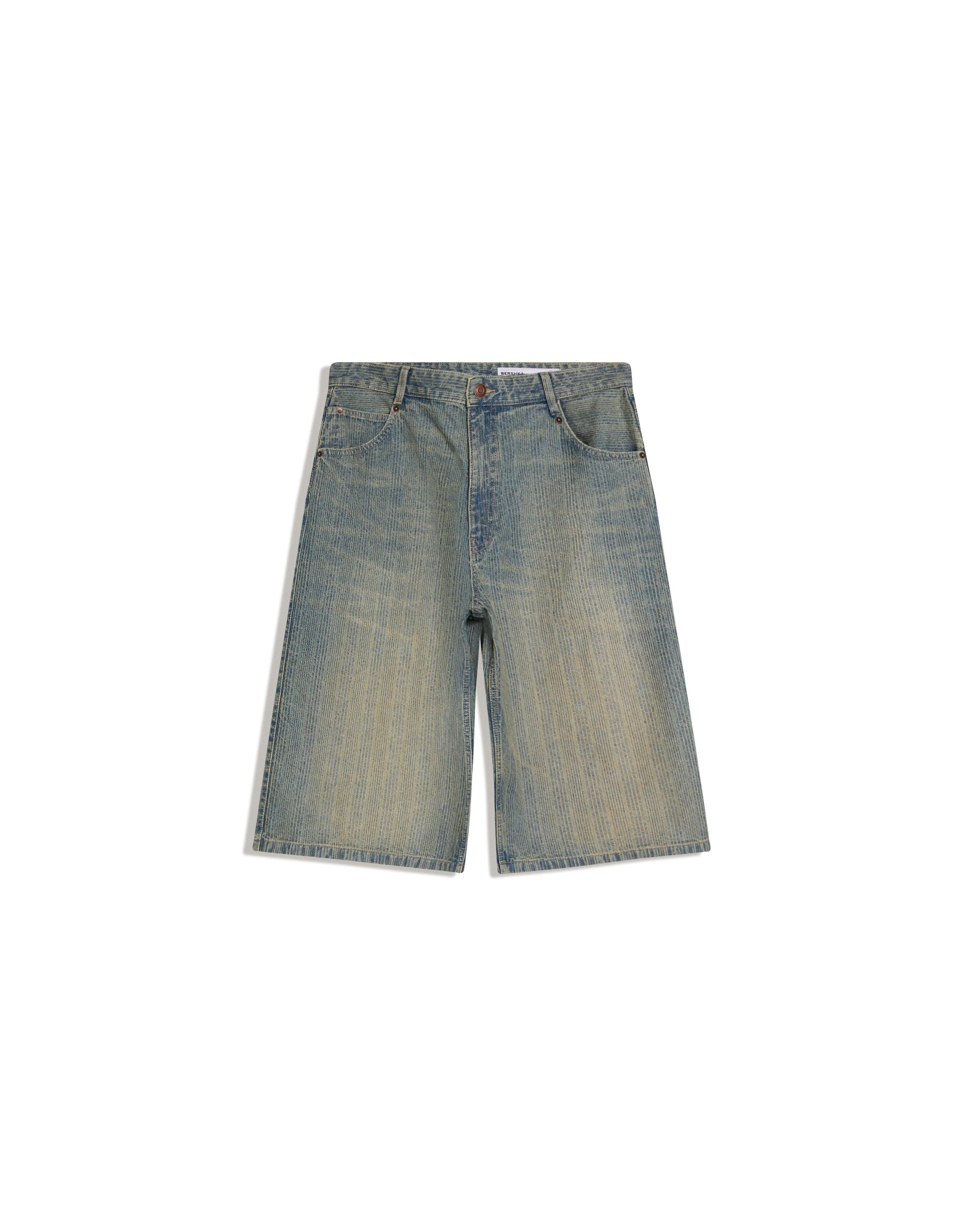 Super baggy denim Bermuda shorts — Light blue