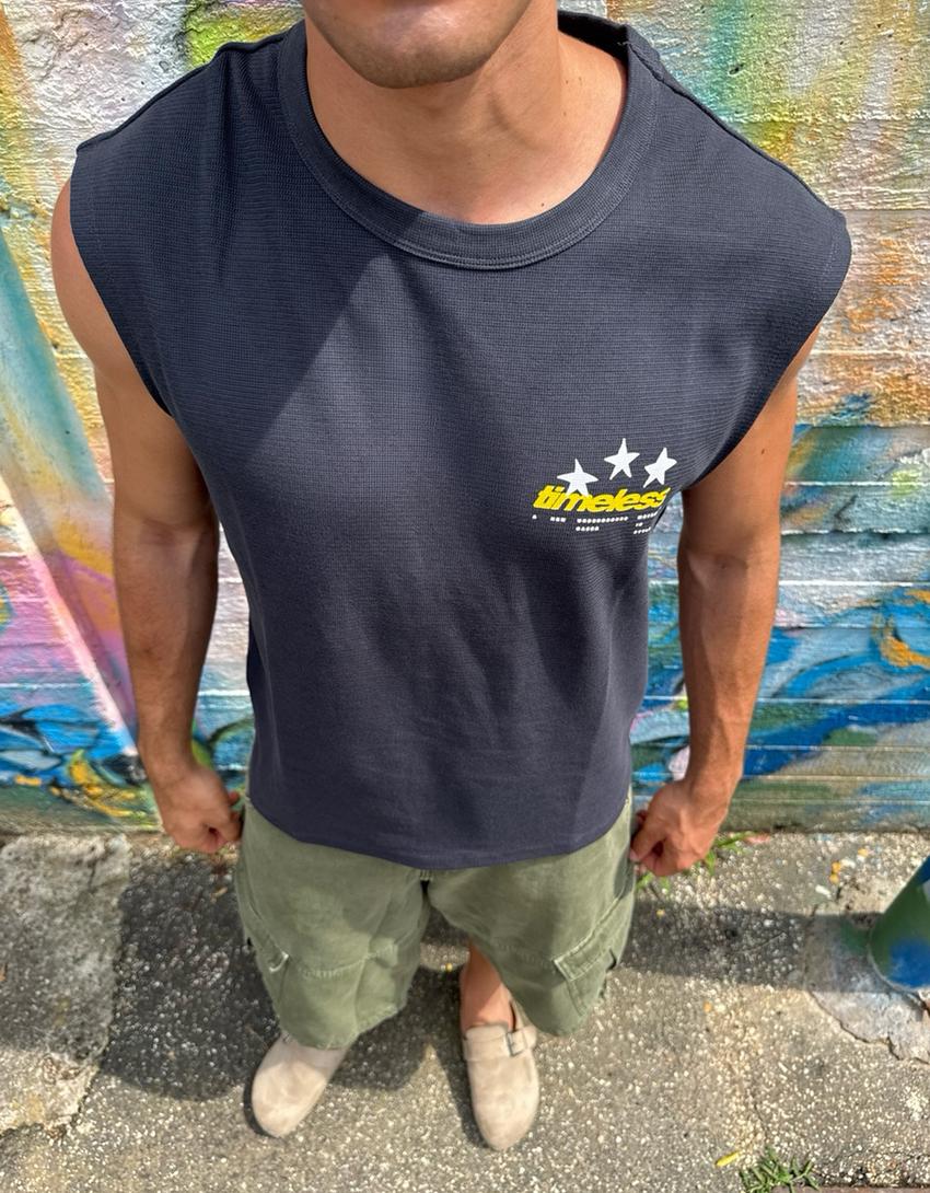 Worker dokulu baskılı t-shirt-Denizci mavisi