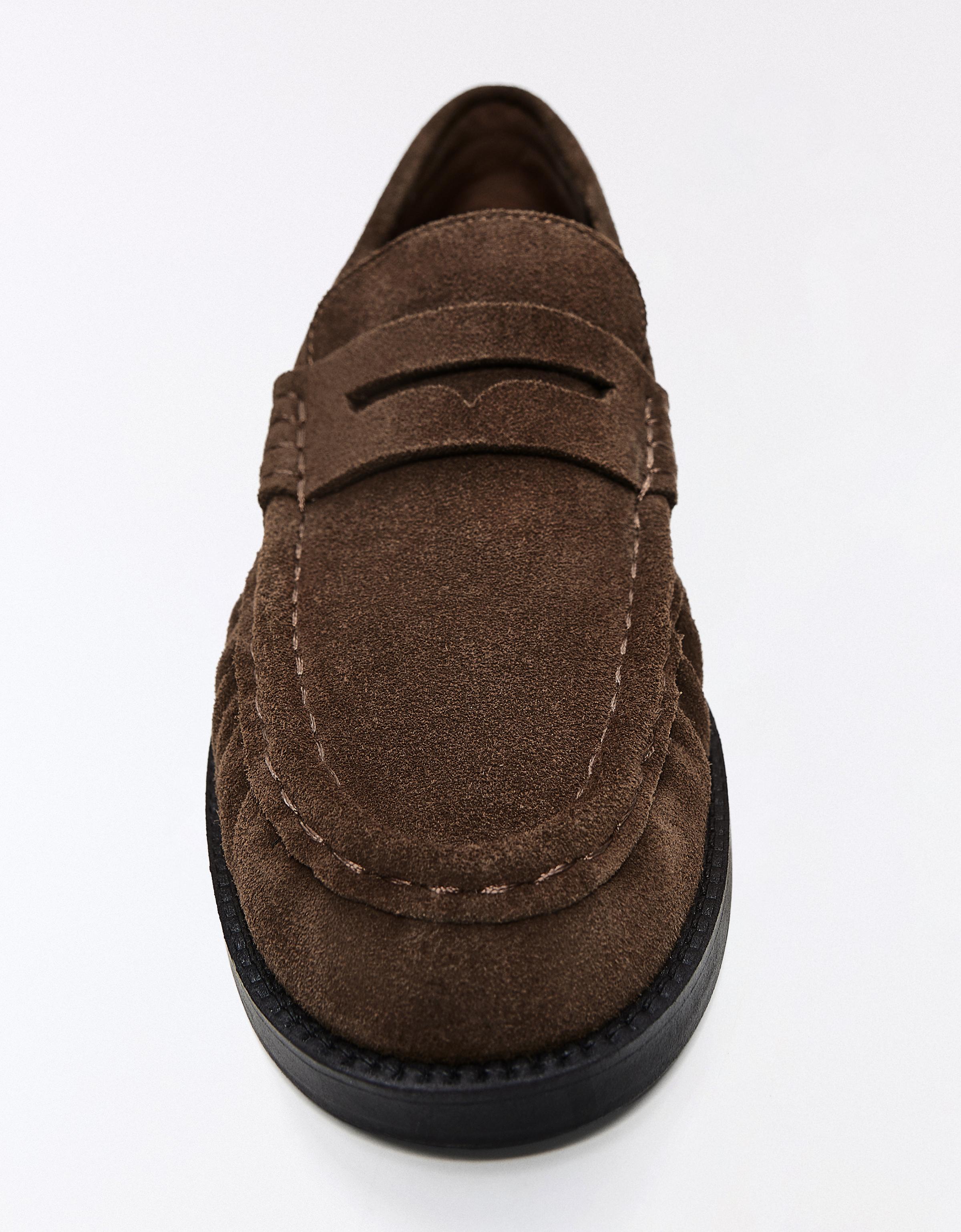 Leather loafers with slim sole — Tan