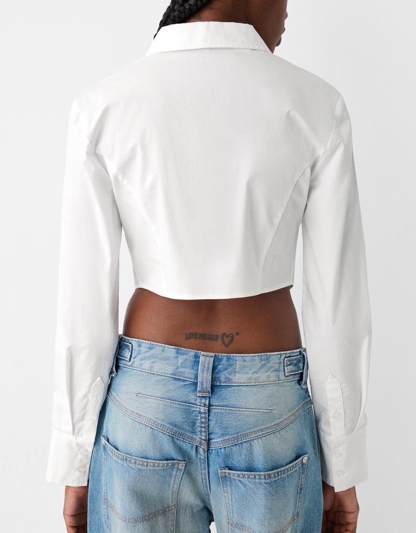 Chemise cintrée manches longues rayures-Blanc-5