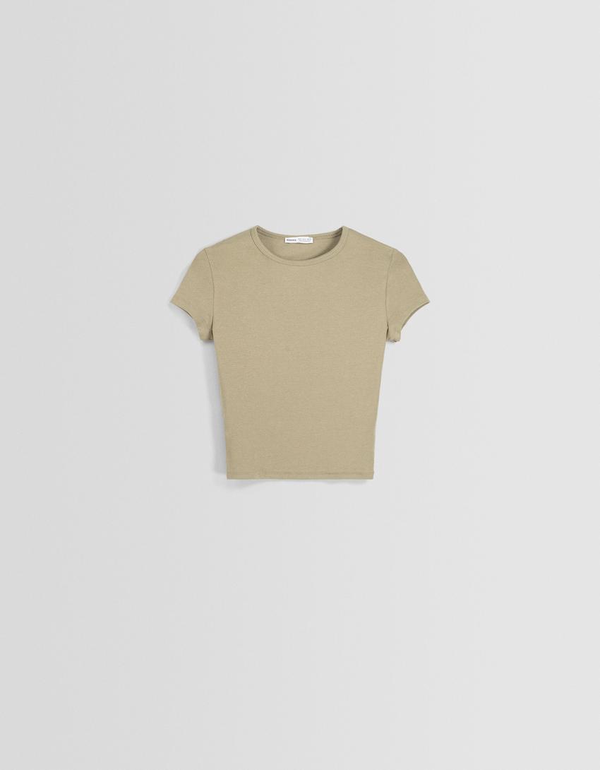 T-shirt and flared trousers set-Khaki-4
