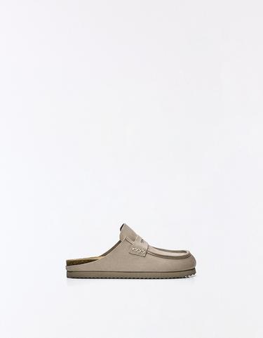 Mule clogs with mask detail — TAUPE 1