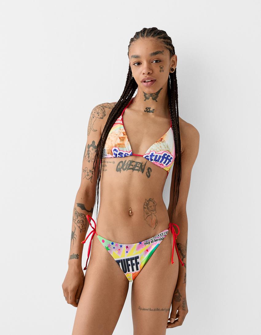 BERSSSHKA X SSSTUFFF printed bikini top - SALE up to 50% off - Women |  Bershka