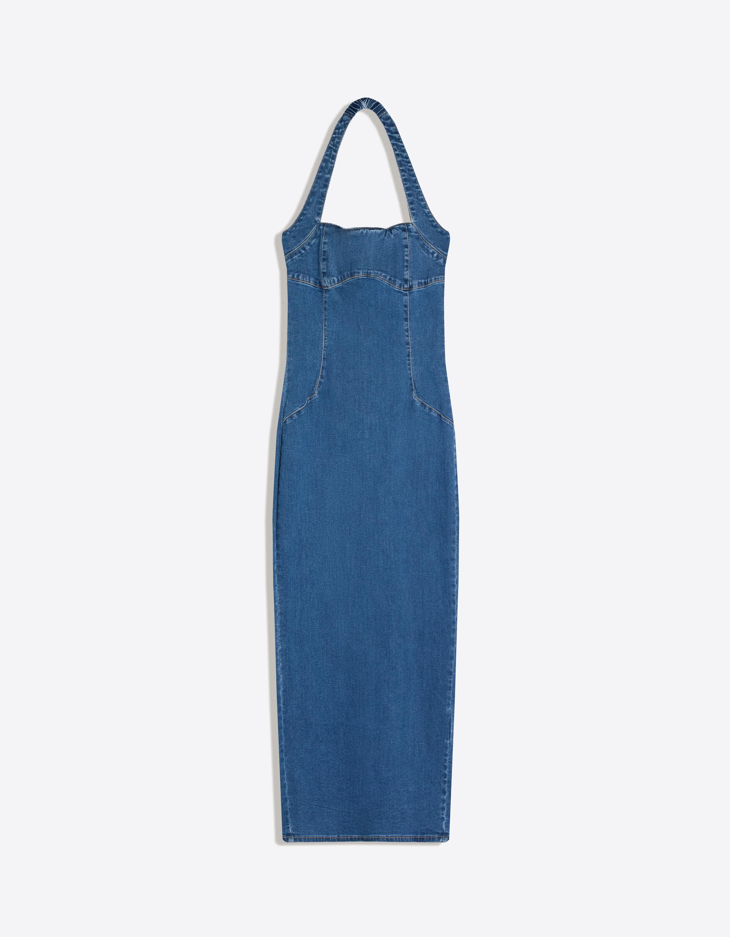 Denim midi elbise - Görsel 10