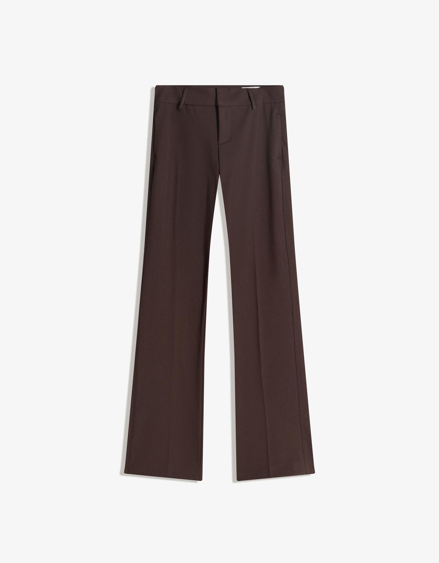 Bershka spodnie o kroju bootcut z niskim stanem brązowy