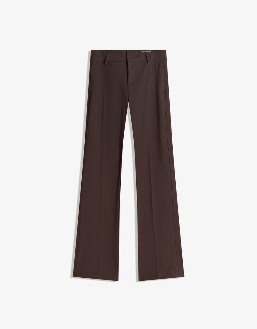 Pantalon bootcut taille basse-Marron