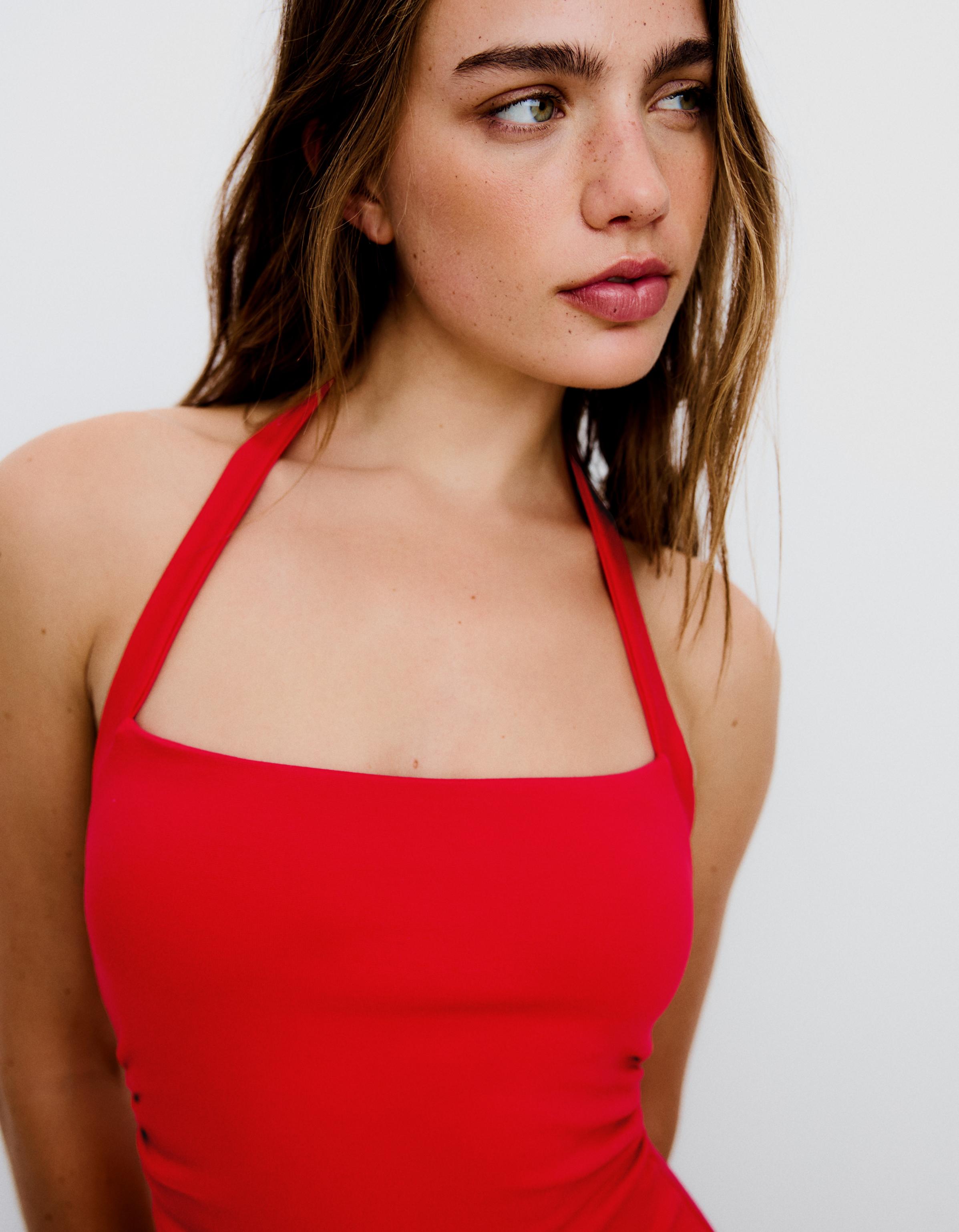 Halterneck midi dress — Red