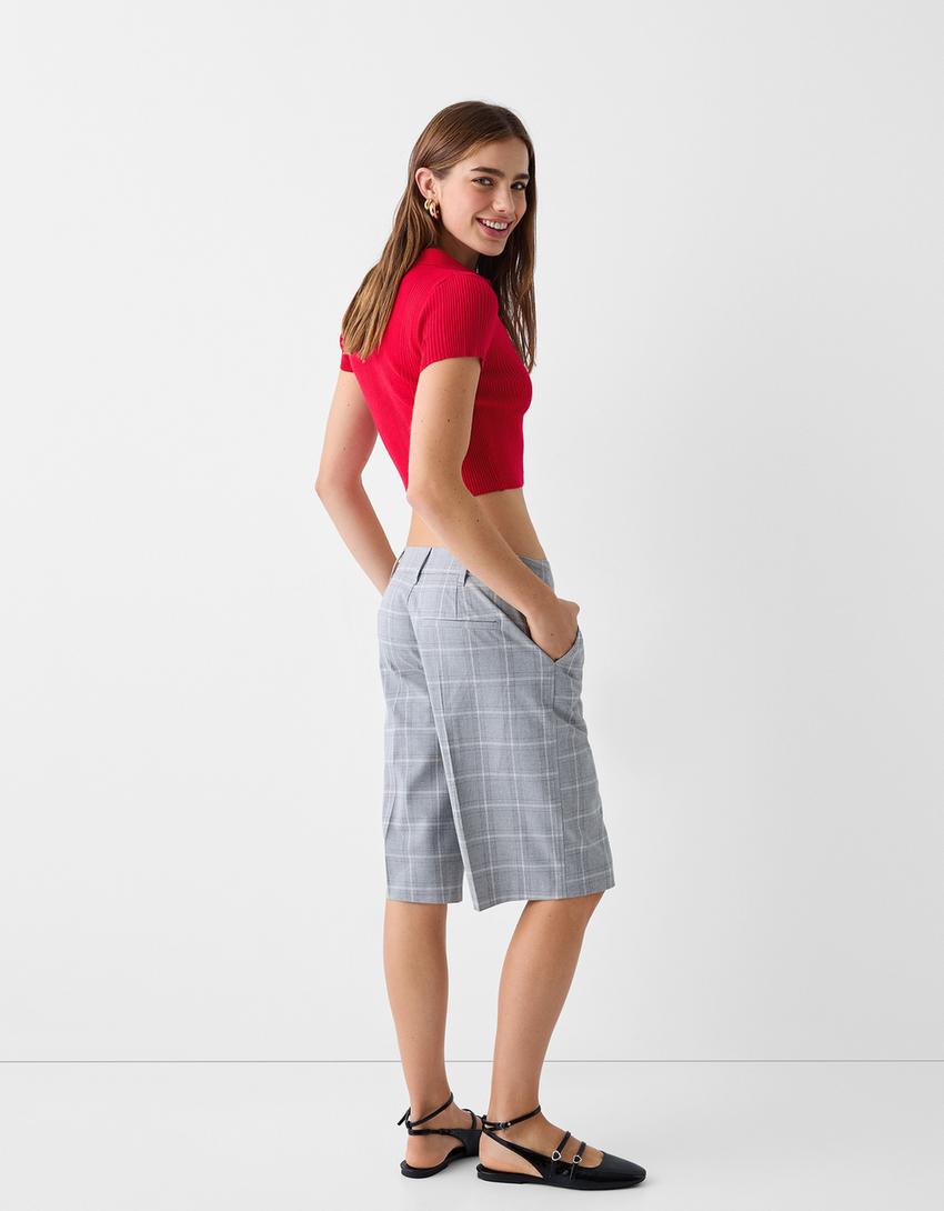 قميص بولو بأكمام قصيرة وأزرار-أحمر-1