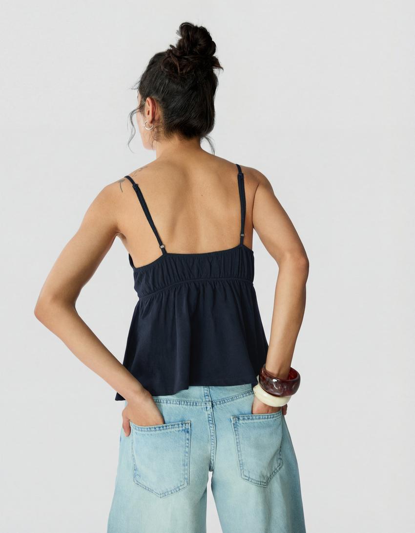 Top tirantes peplum-Marino
