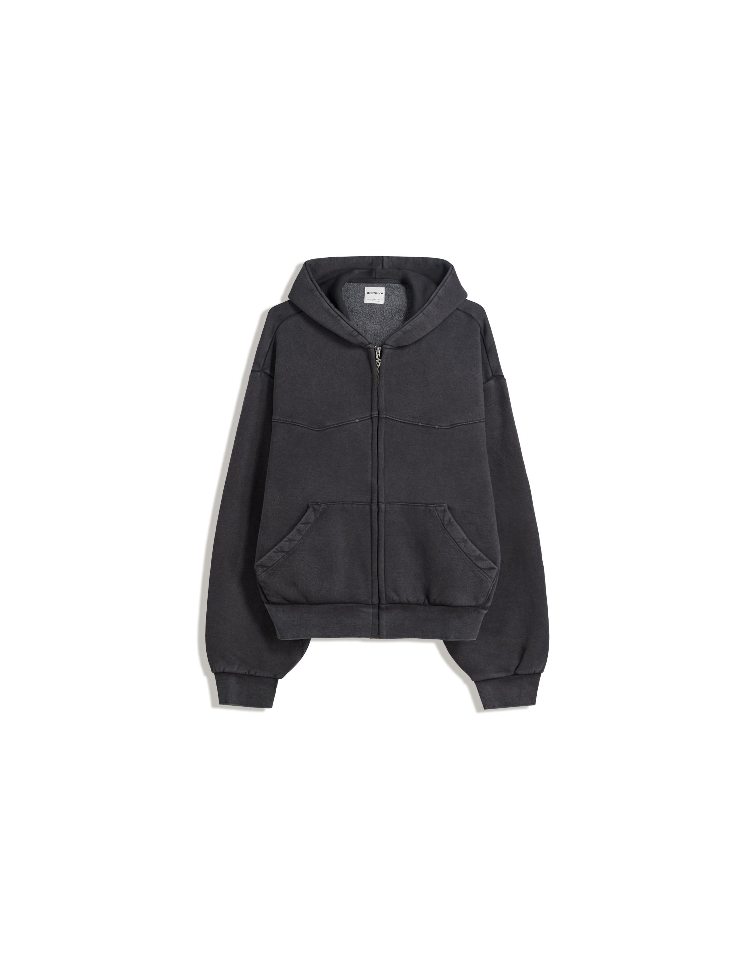 Boxy crop zip-up sweatshirt — Grey