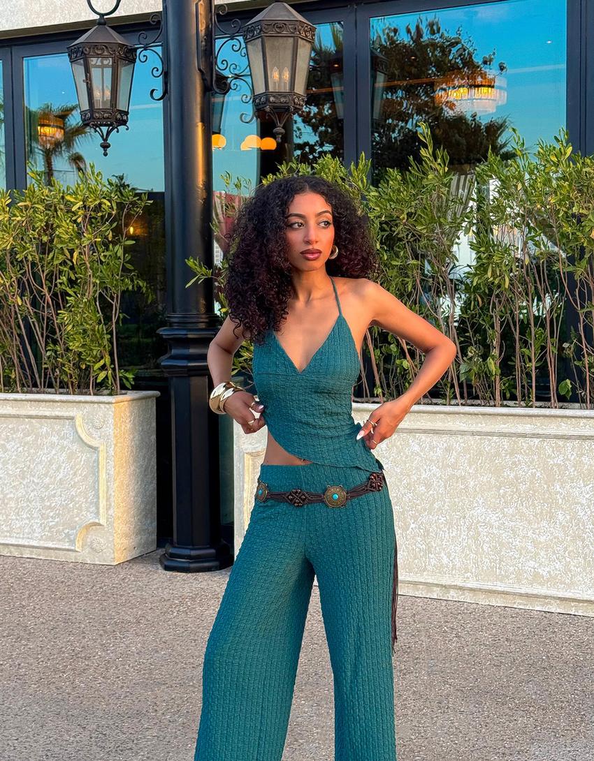 Pantalon wide leg-Vert-4
