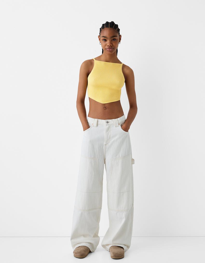 Strappy rustic top-Yellow-3