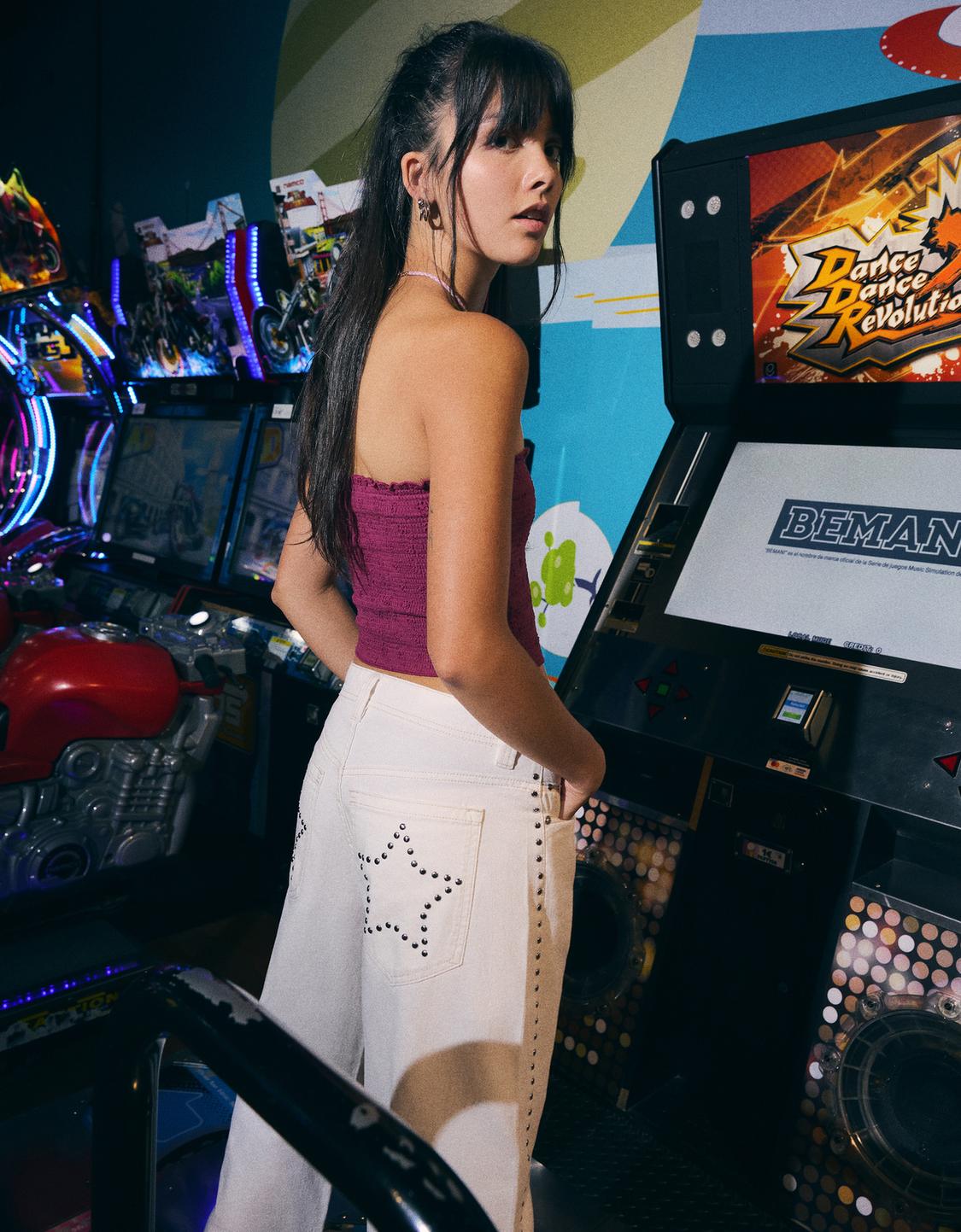 Studded barrel trousers