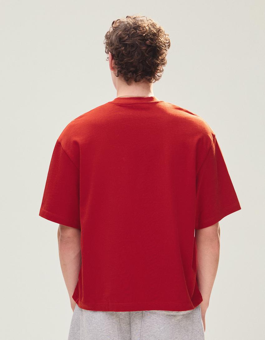 Camiseta manga corta boxy-Coral