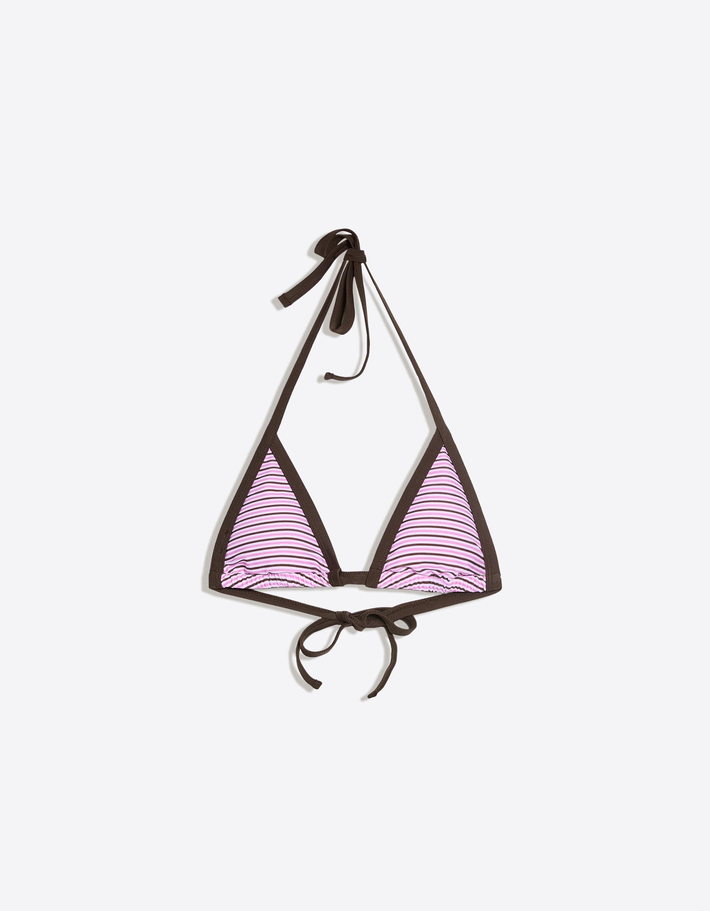 Contrast triangle bikini top — Pink