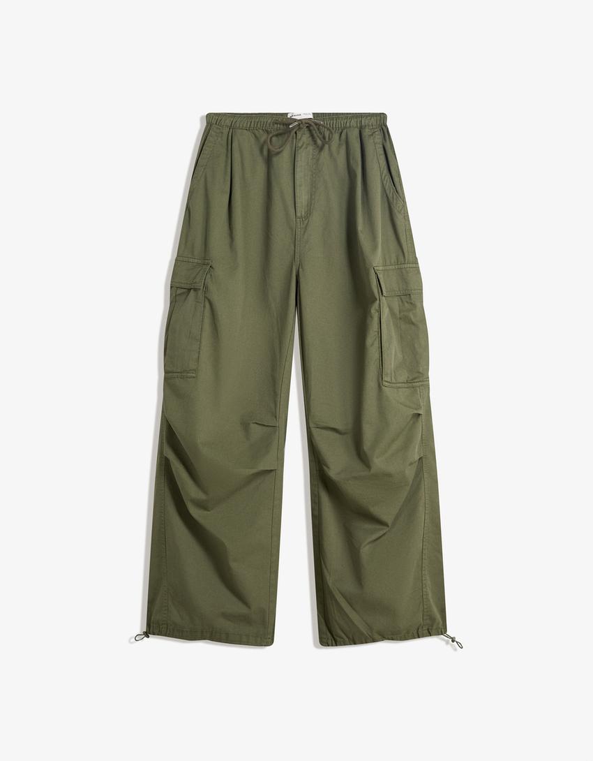Parachute cargo trousers-Khaki-3