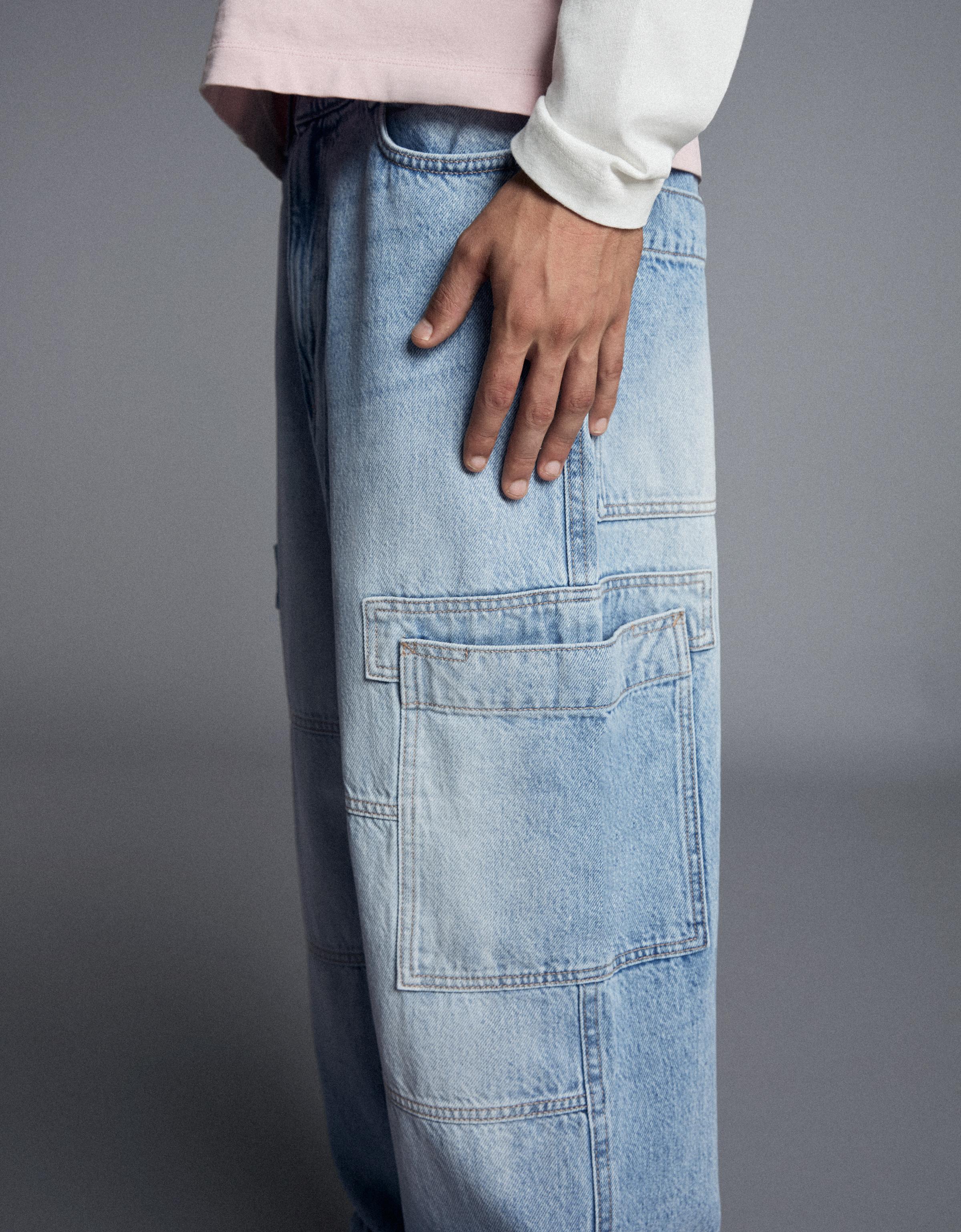 Baggy cargo jeans — Light blue