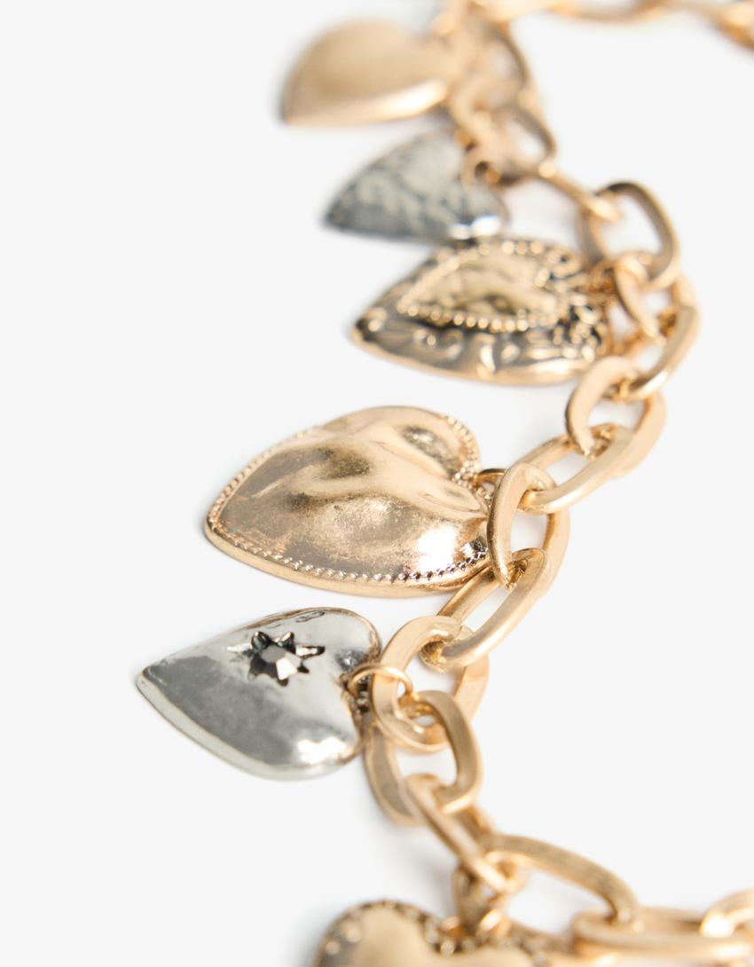 Ketting met meerdere strengen en hangers-Goud