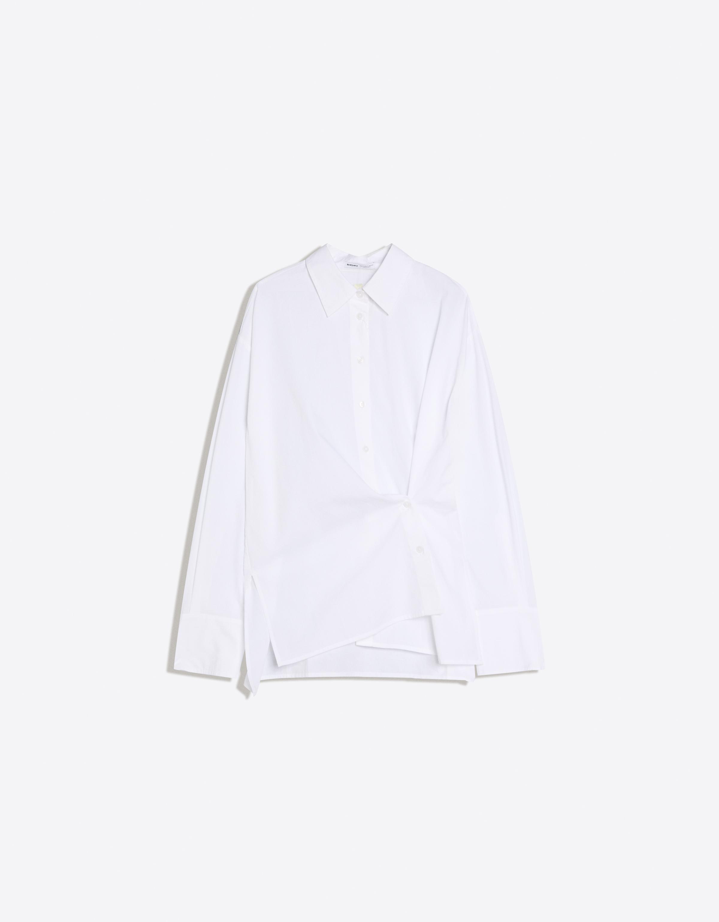Cross-button long sleeve shirt