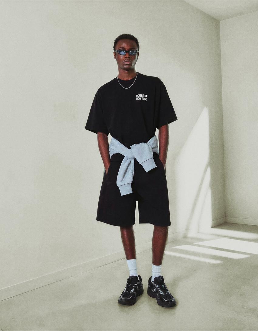 Short sleeve T-shirt with print-Black