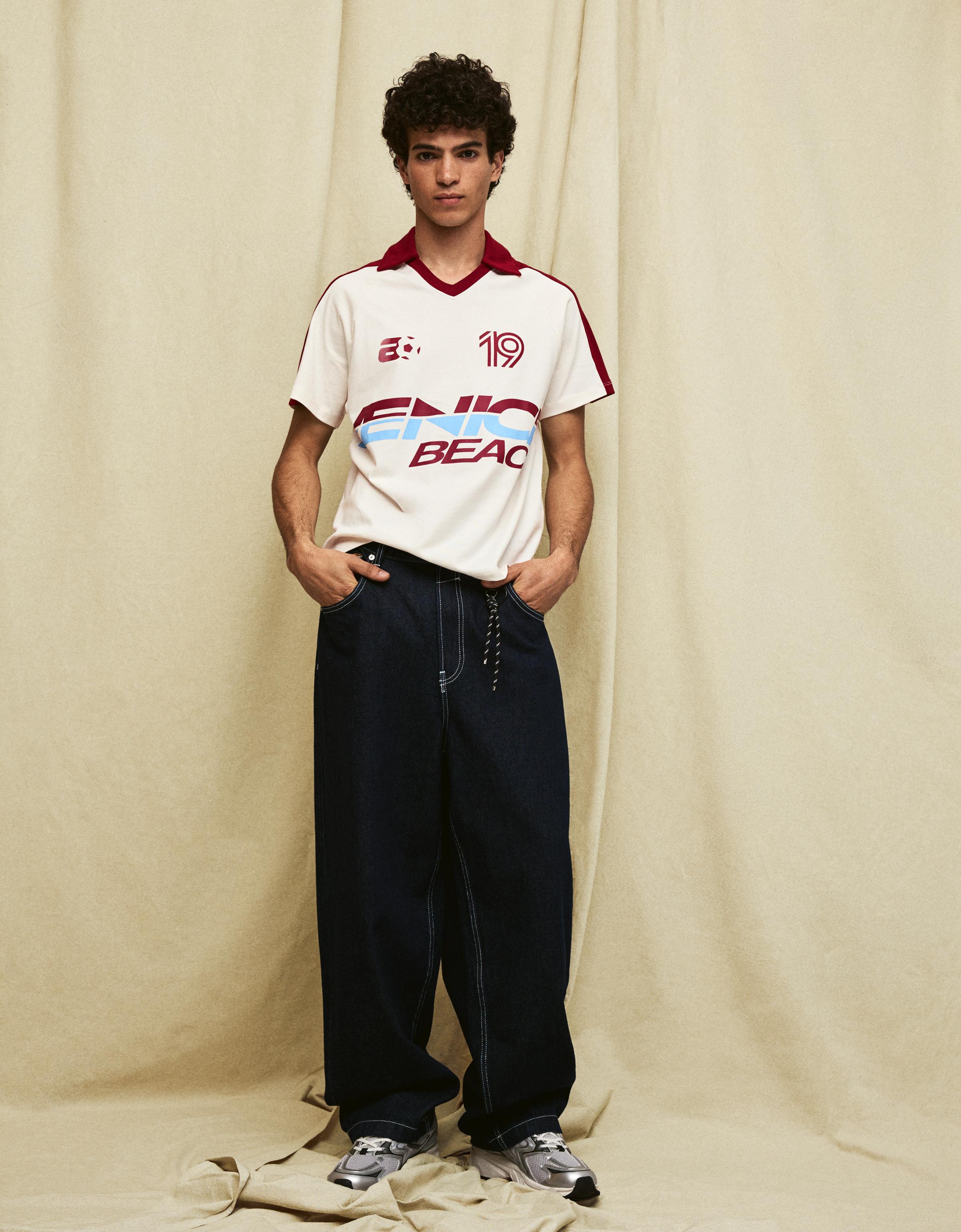Retro print polo shirt — Maroon