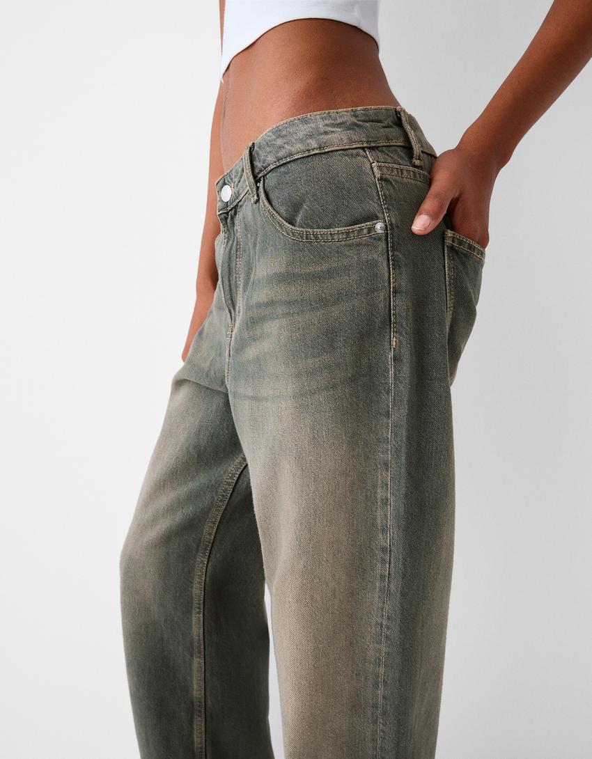 بنطال جينز واسع-أزرق مغسول من الخارج-5