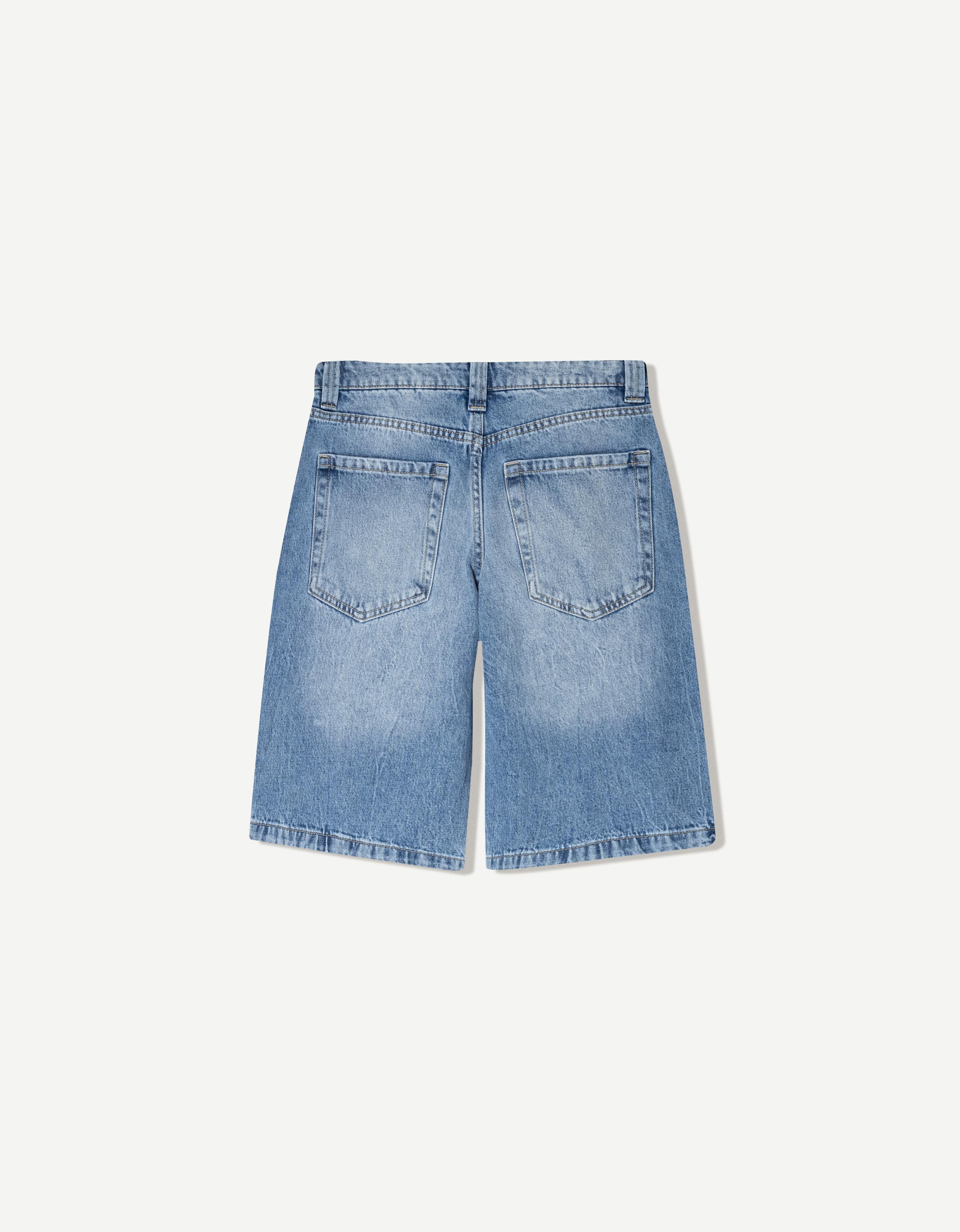 Baggy denim shorts - Denim - Women | Bershka